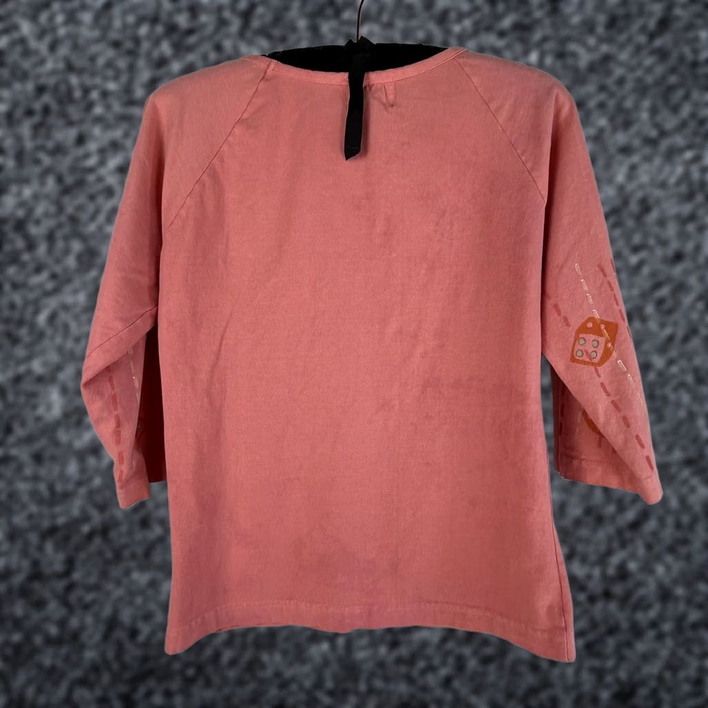 Vintage Blue Fish Womens Boat Neck Hand Printed 3/4 Sleeve Top Peach Size 1 Vintage No N/A Size XS / US 0-2 / IT 36-38 - 1 Thumbnail