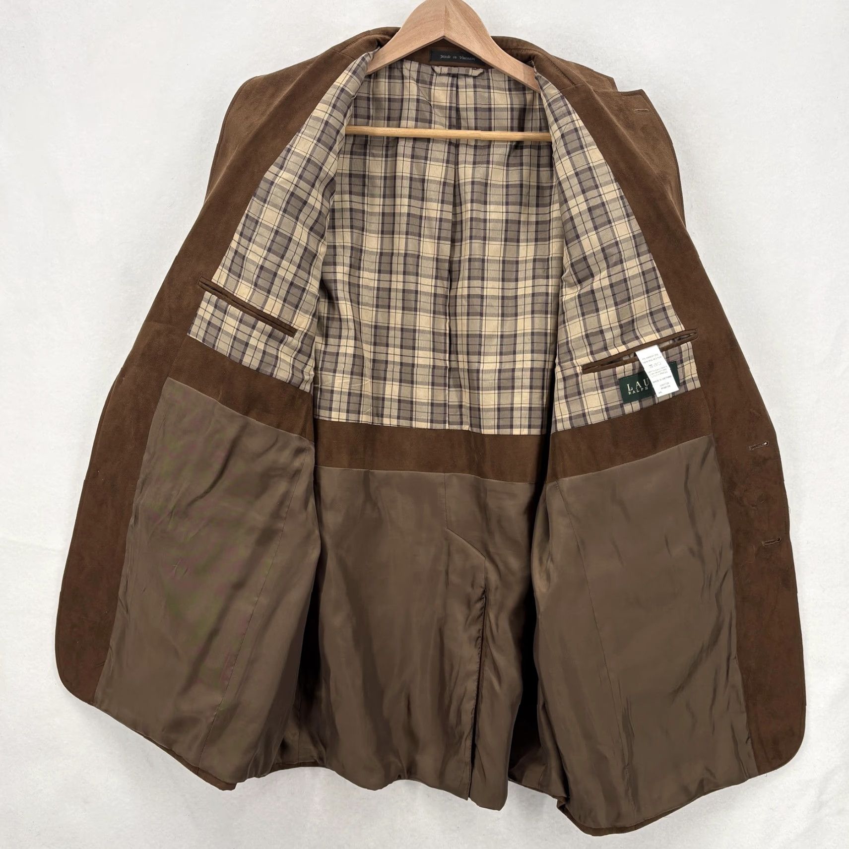 Ralph Lauren Lauren Ralph Lauren Blazer Mens 44L Brown Faux Suede Sport Coat Equestrian Plaid Shirt No Jacket? Size 44R - 7 Thumbnail