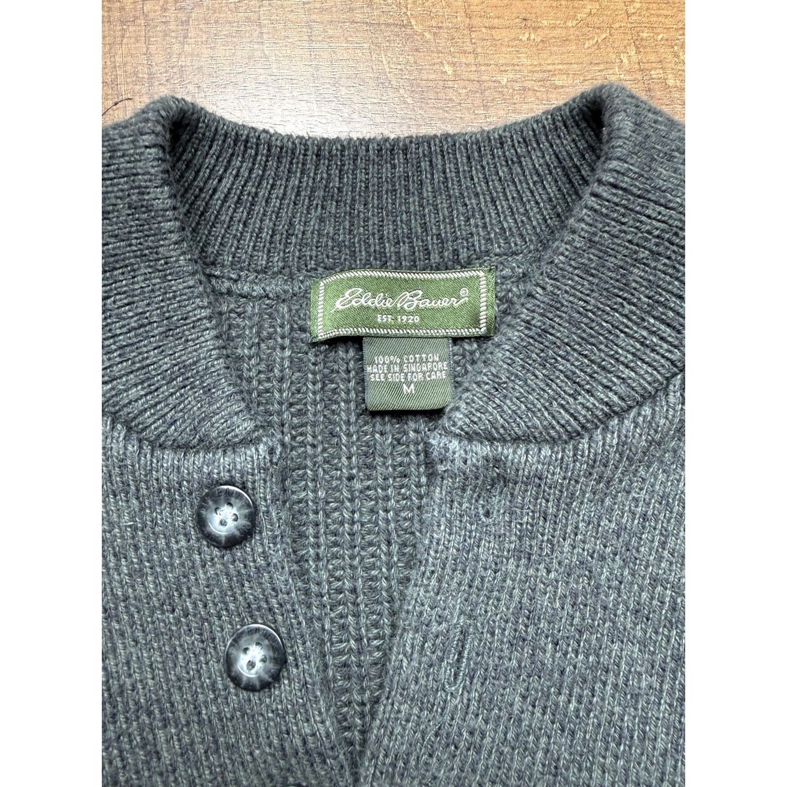 Eddie Bauer VINTAGE Eddie Bauer Sweater Henley Knit Mens M Green Cotton Ribbed Crew Neck 2000s Size US M / EU 48-50 / 2 - 4 Thumbnail