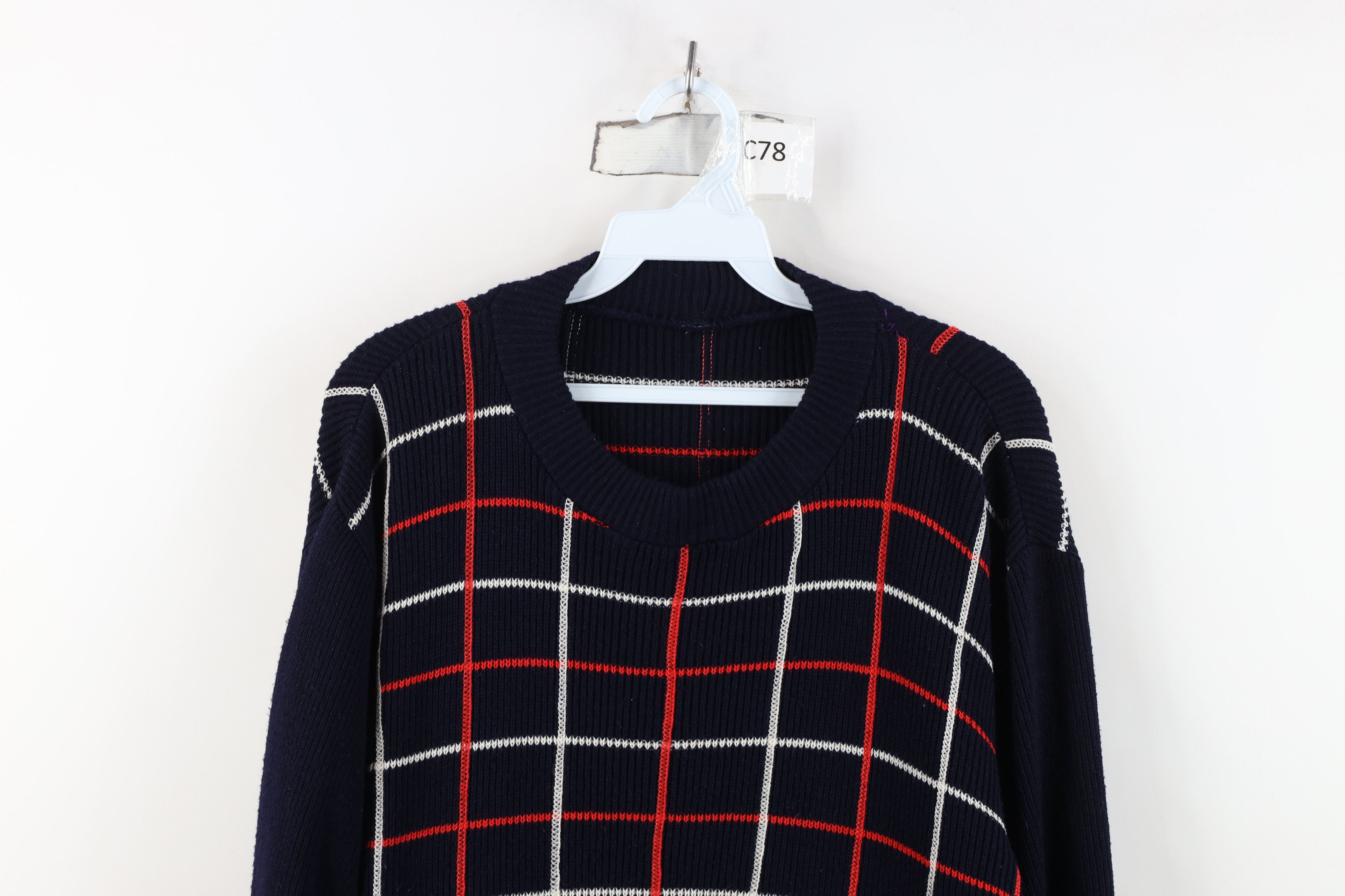 Vintage Vintage 70s Streetwear Ribbed Knit Boxy Fit Sweater Plaid Size US L / EU 52-54 / 3 - 2 Thumbnail