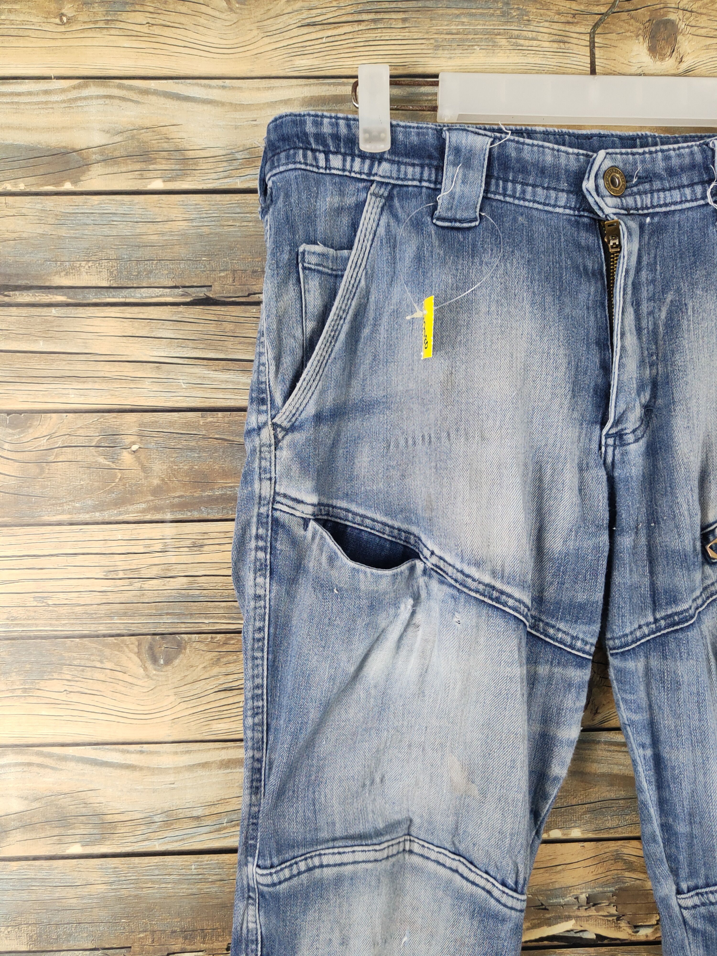 Japanese Brand FieldCore Blue Distressed Ripped Jogger Jeans #W2080 Size US 33 - 4 Thumbnail