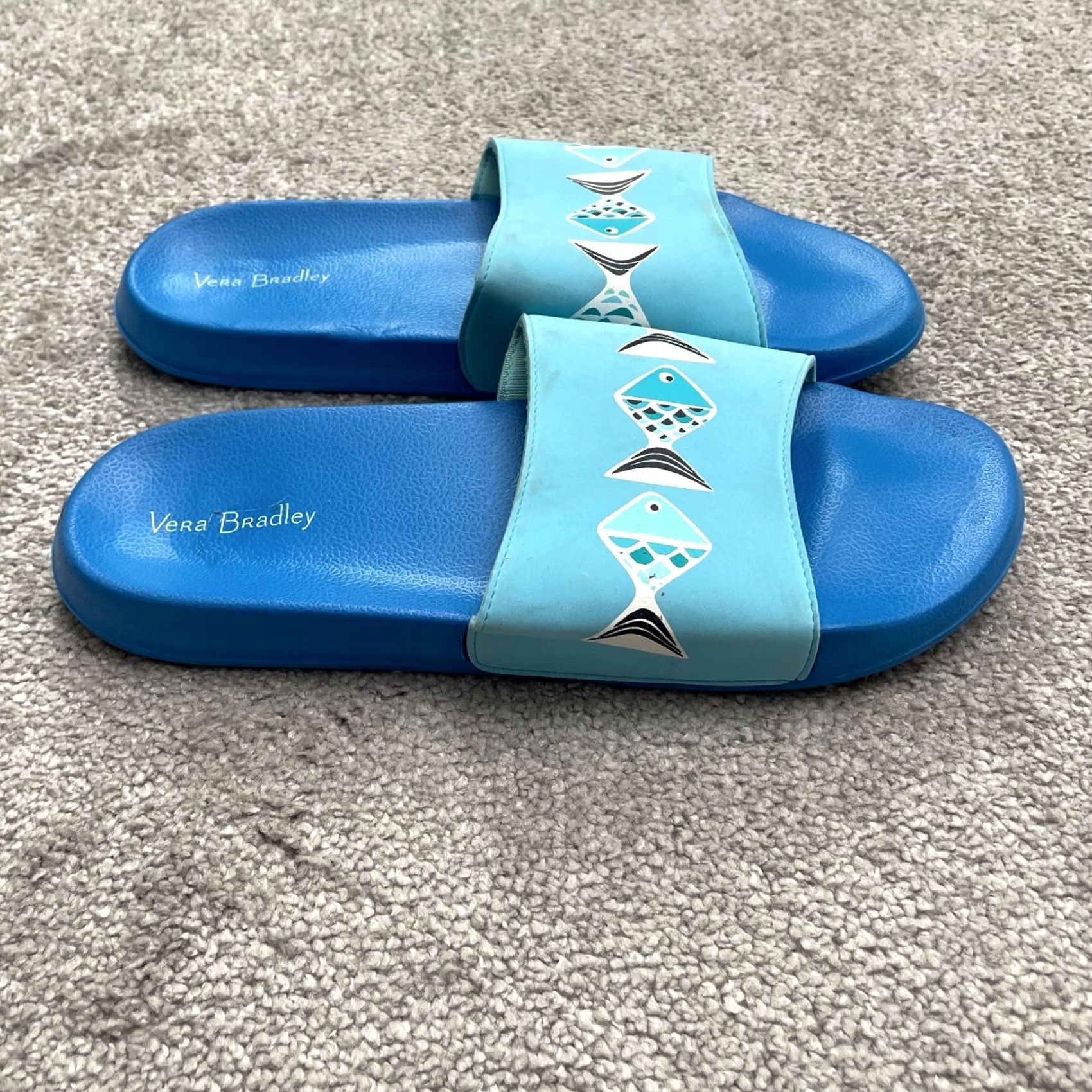 Vera Bradley Vera Bradley Sandal Women (US 9, EU 39.5) Blue Rubber Slide Casual Beach Flat Open Toe Size US 9 / IT 39 - 4 Thumbnail