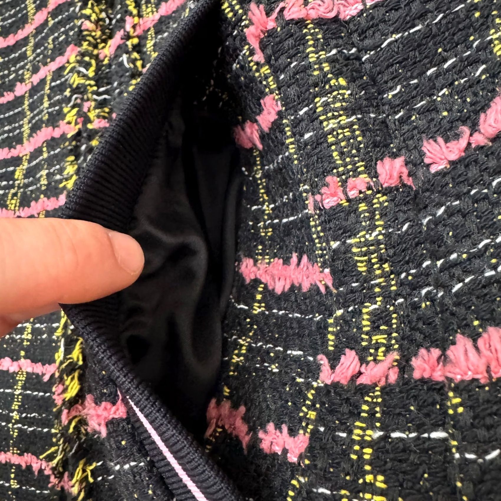 Pinko PINKO Black Pink Plaid Fringe Coat Jacket Womens 4 Mid Length Open Front Tweed Classic Designer Size S / US 4 / IT 40 - 4 Thumbnail