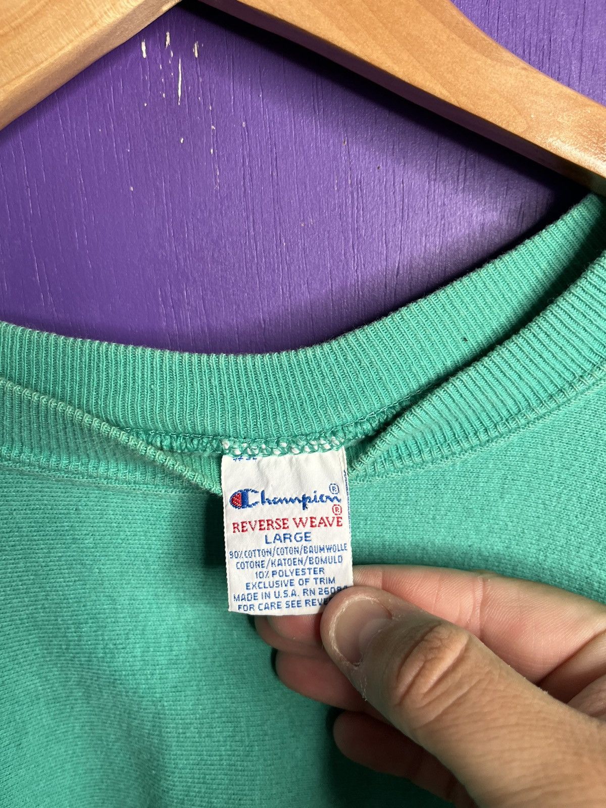 Champion × Vintage Vintage 90s Champion sea-foam green reverse weave Size US L / EU 52-54 / 3 - 4 Thumbnail