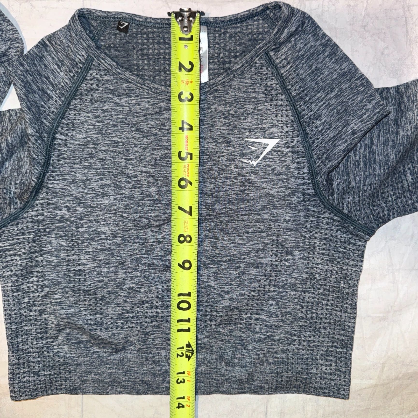 Gymshark GYMSHARK Vital Seamless Long Sleeve Cropped Top M in Steel Blue Marl - Gymshark Sports Crew Neck Pullover T-Shirt Women CrossFit Activewear Sh mm Size M / US 6-8 / IT 42-44 - 7 Thumbnail