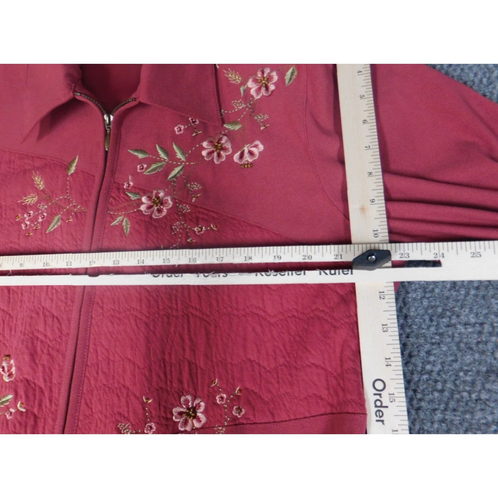 Vintage Alfred Dunner Jacket Womens Medium Pink Floral Full Zip Stretch Knit Embroidered 14 Regular Fallout Peanuts Model N/A No - Size XL / US 12-14 / IT 48-50 - 4 Thumbnail