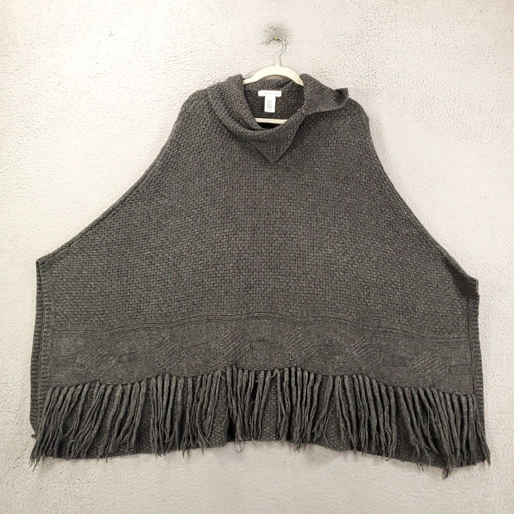 Coldwater Creek Coldwater Creek Sweater Womens One Size Gray Wool Blend Fringe Hem Cape Size ONE SIZE - 2 Thumbnail