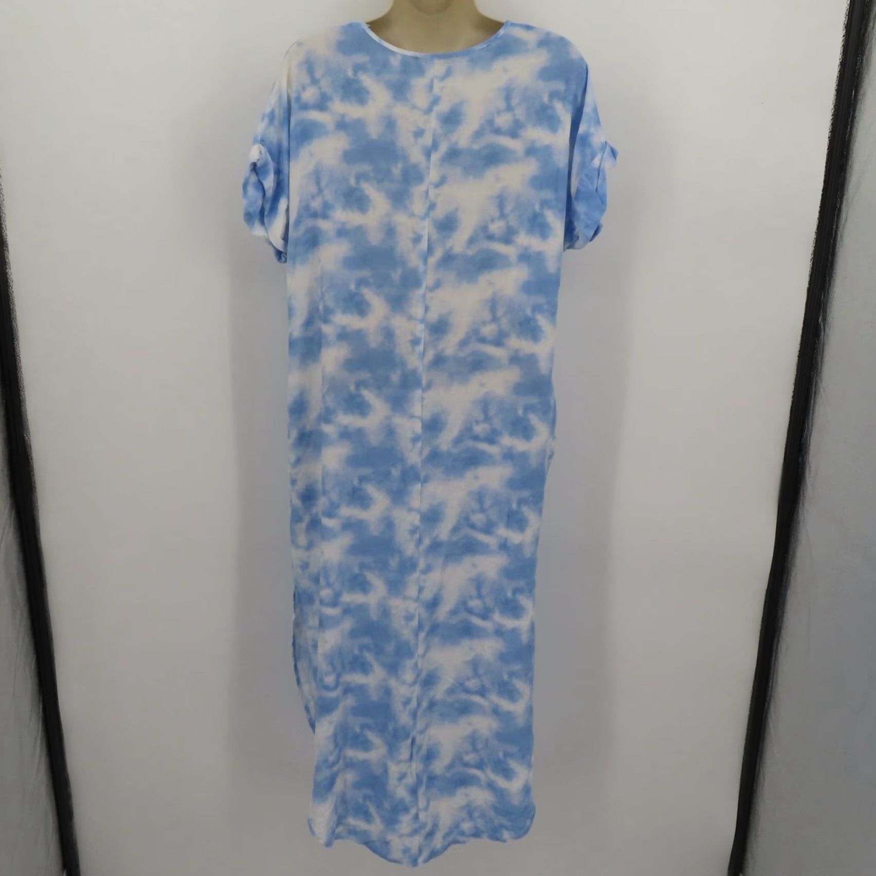 Vintage Shinestar Women Maxi Dress V Neck Tie Dye Blue White Pockets M Size M / US 6-8 / IT 42-44 - 6 Thumbnail