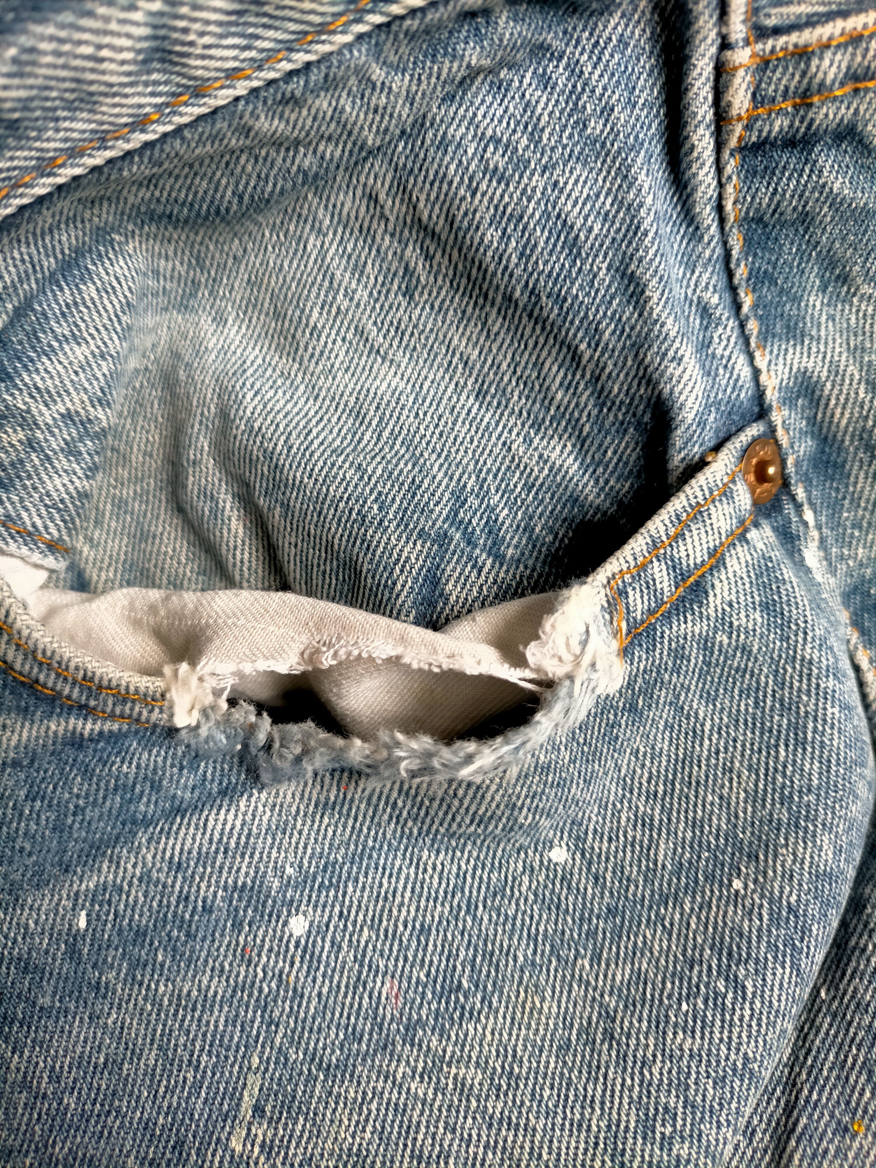 Levi's Vintage 80s Levis 501 usa Painted Denim Jeans Size US 33 - 15 Thumbnail