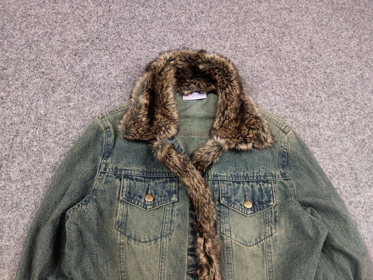 Vintage if six was nine Y2K Style Button Fur Denim Jacket