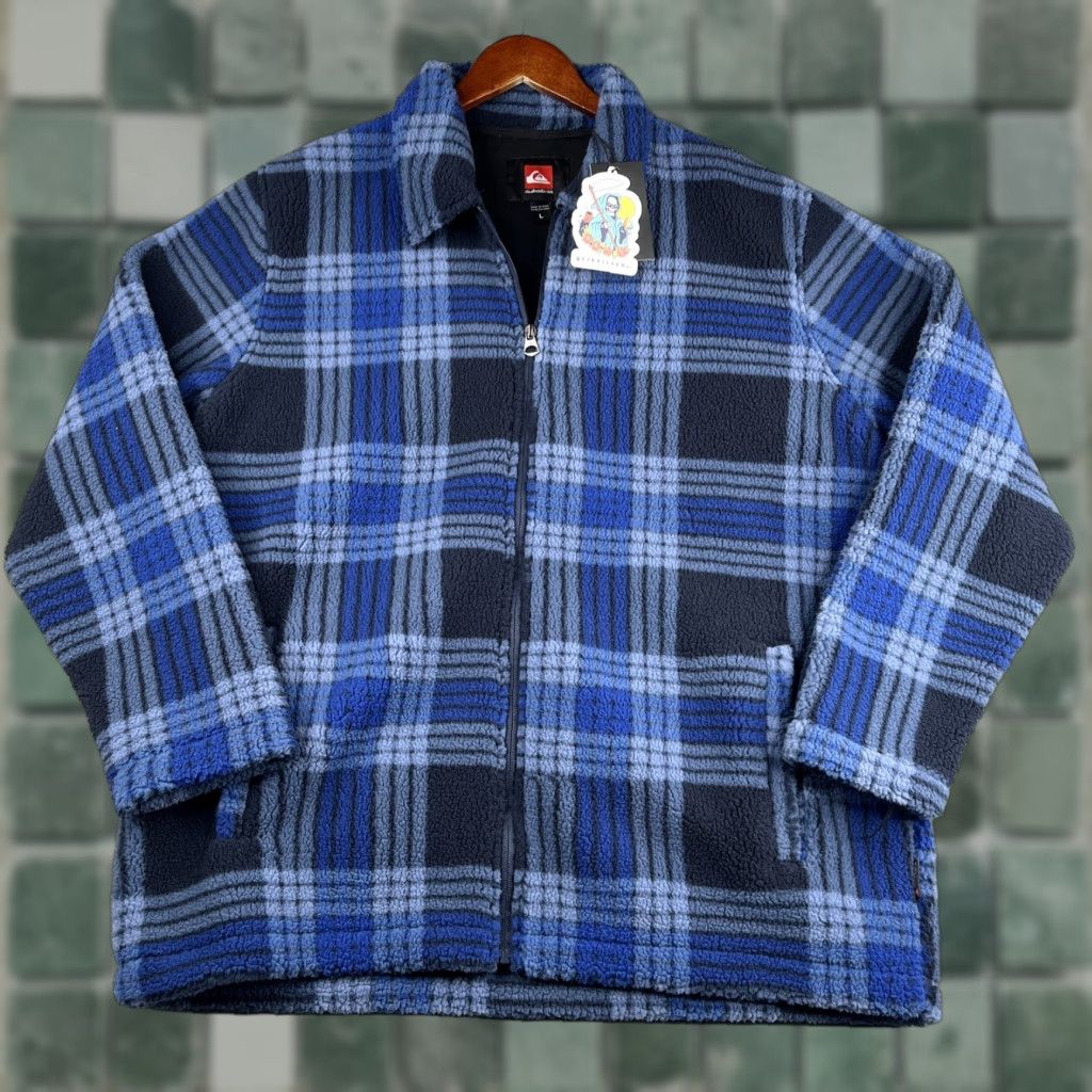 Quiksilver Quiksilver Jacket Mens L Blue Plaid Full Zip Pockets Sherpa Fleece Bomber Outdoor Winter Casual Size US L / EU 52-54 / 3 - 1 Thumbnail