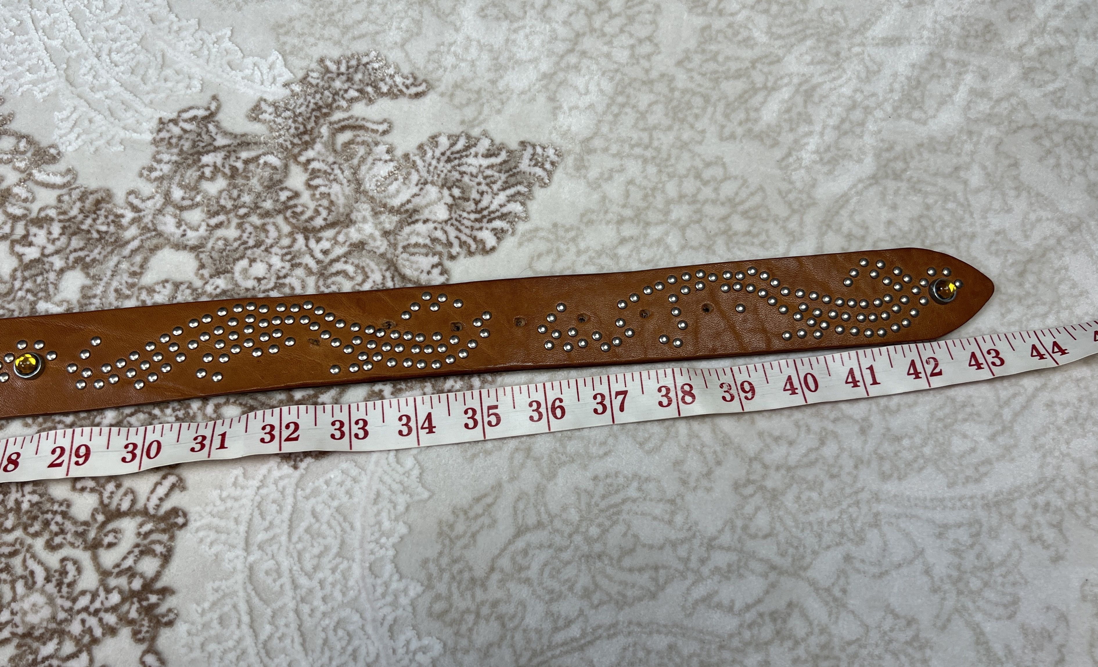 Vintage Vintage Fabrizio Mancini Rhinestones Leather Belt Italy Size ONE SIZE - 16 Thumbnail