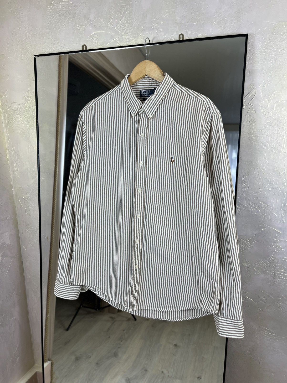 Polo Ralph Lauren Polo Ralph Lauren Slim Fit Brown Striped Oxford Shirt Size US XL / EU 56 / 4 - 1 Thumbnail