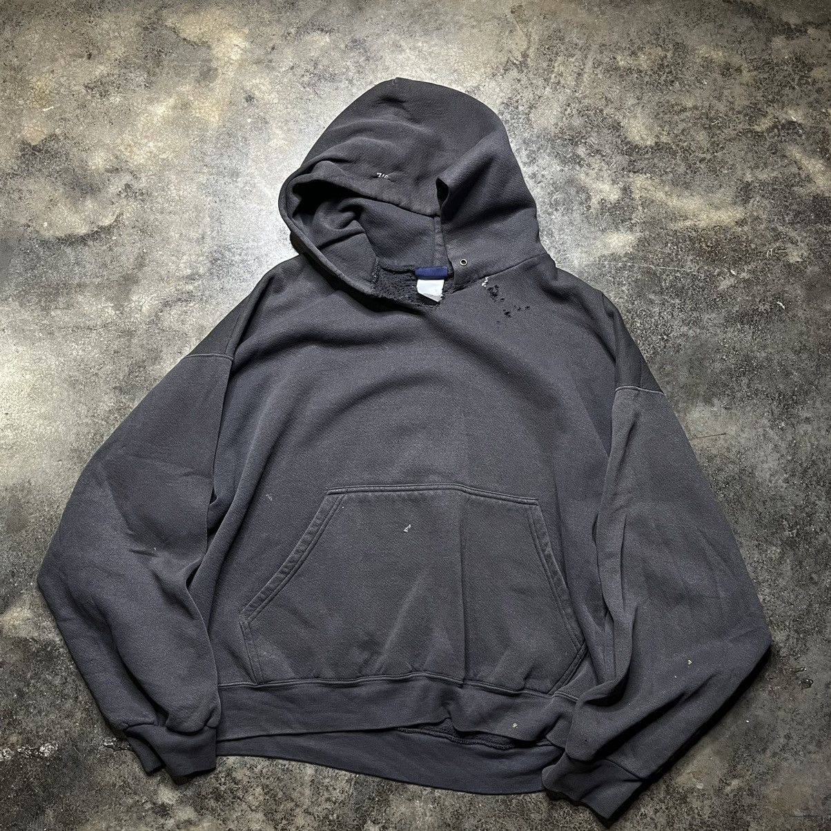 Vintage vintage thrashed black blank baggy hoodie Size US XL / EU 56 / 4 - 1 Thumbnail