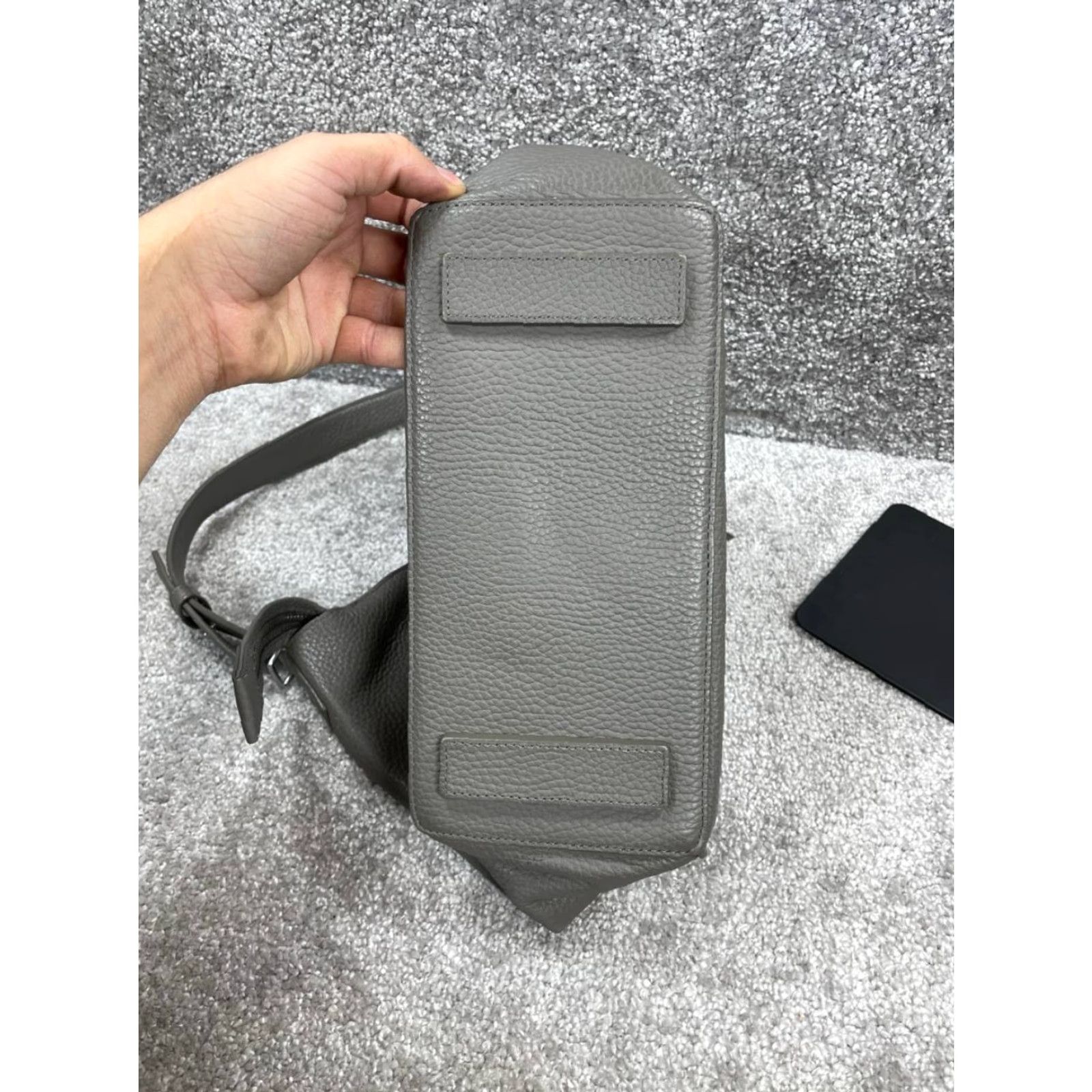 Allsaints AllSaints Kita Storm Gray Leather Zip-Top Adjustable Strap Crossbody Bag Womens Medium Gray Leather Crossbody Bag Size ONE SIZE - 5 Thumbnail