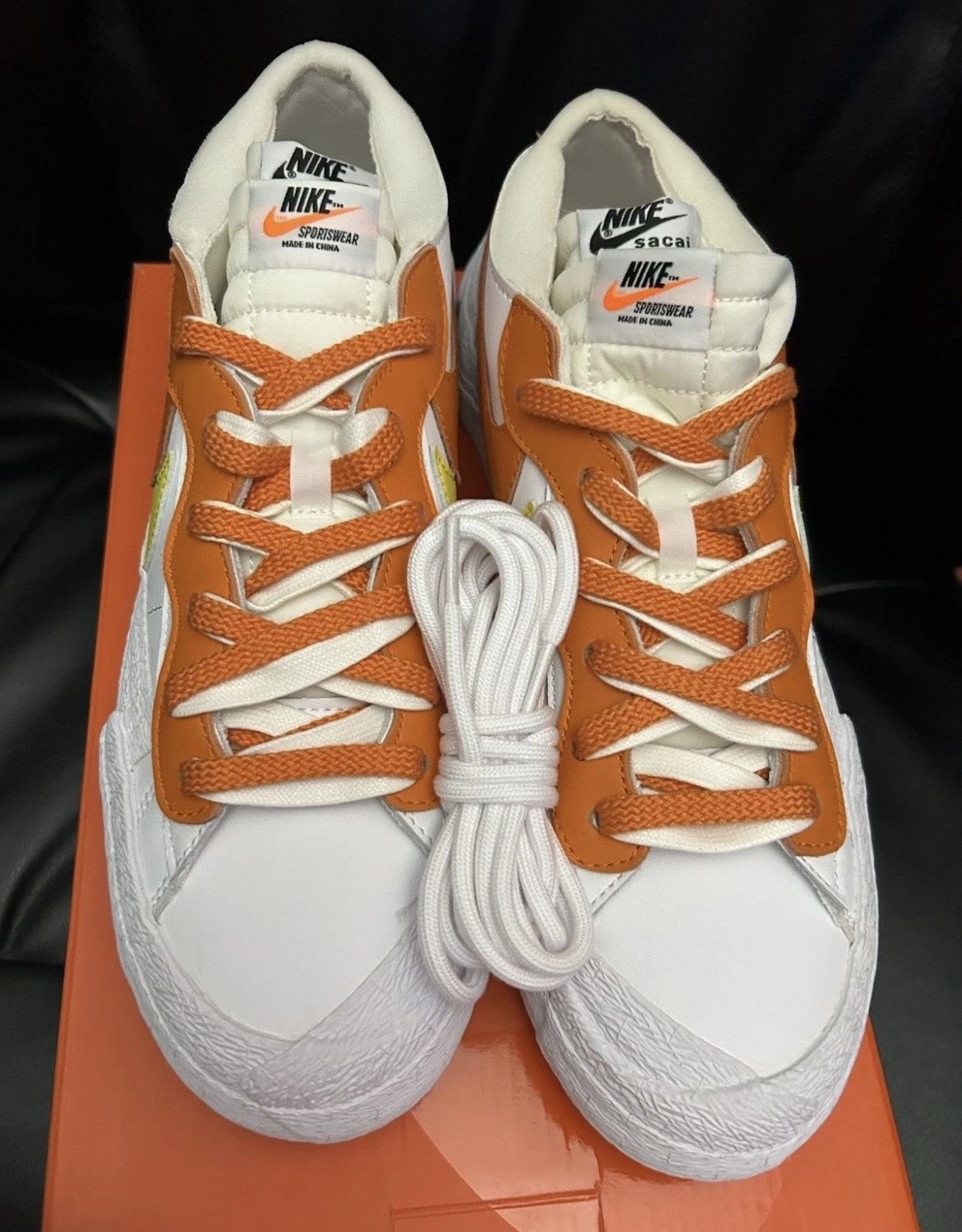 Nike × Sacai Nike Blazer Low Sacai White/Orange/Yellow Mens 9 NIB Size US 9 / EU 42 - 7 Thumbnail