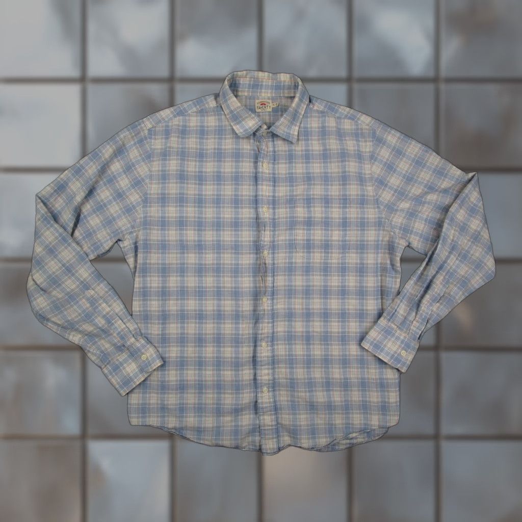 Faherty Faherty Cotton Shirt Mens XL Blue Plaid Long Sleeve Button-Up Bohemian Size US XL / EU 56 / 4 - 1 Thumbnail