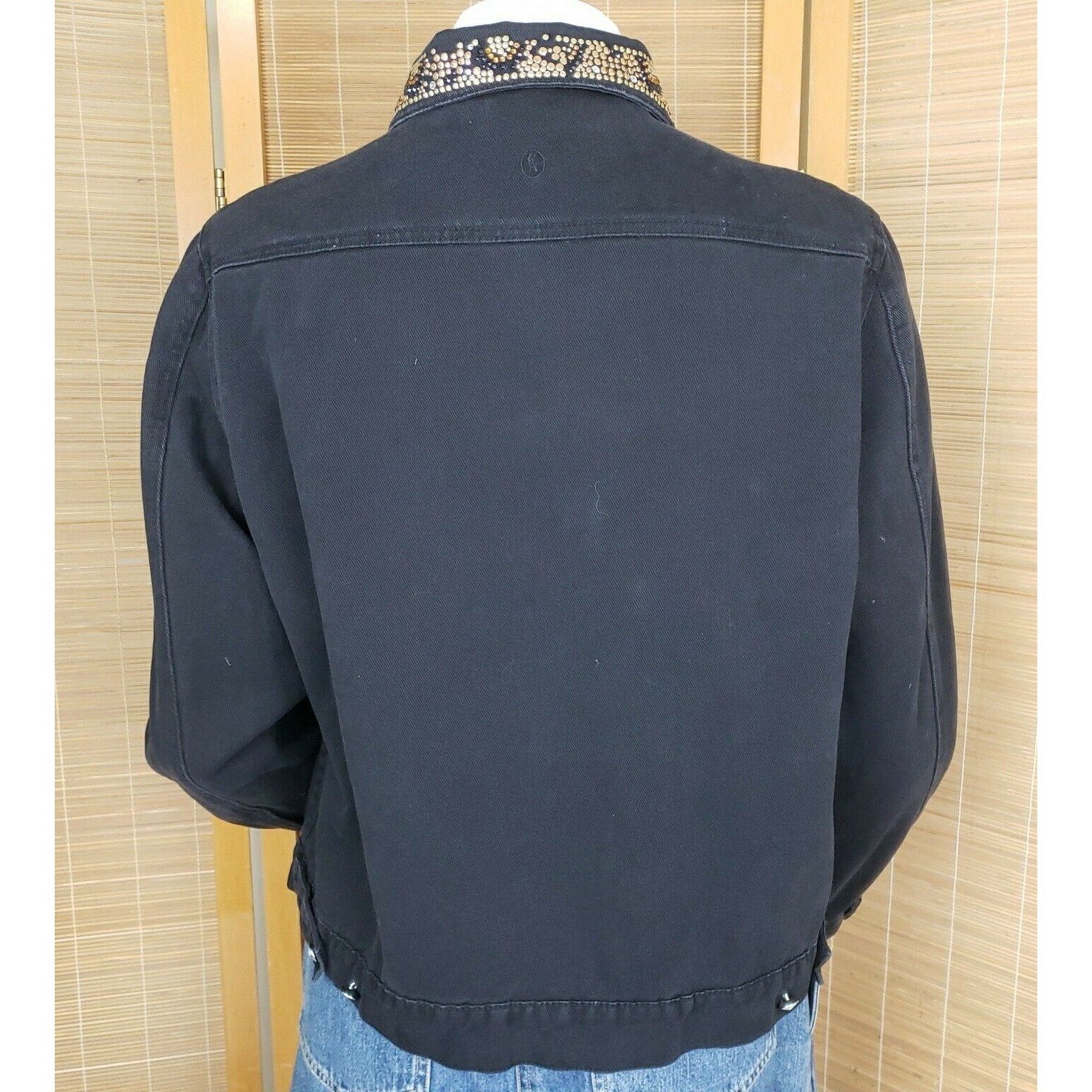 Vintage Christine Alexander Studded Jean Jacket Womens L Black Swaro Size L / US 10 / IT 46 - 7 Thumbnail