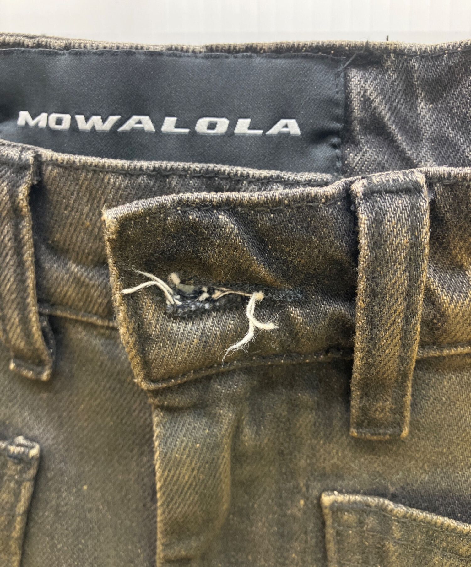 Mowalola MOWALOLA Coated Denim Pants Black 28 Size US 29 - 3 Thumbnail