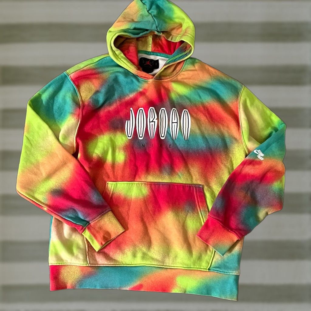 Nike Air Jordan Tie Dye Hoodie Men M Multicolor Pullover Fleece Hooded Skate Sports