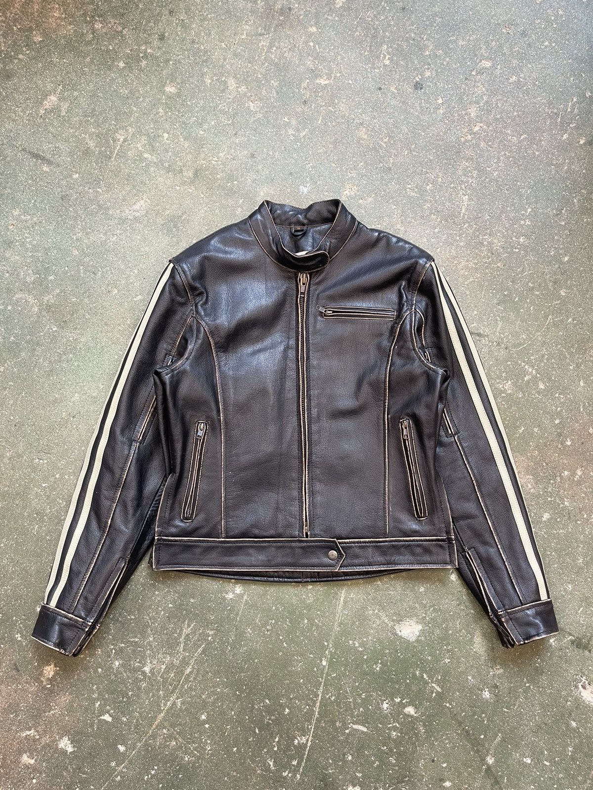 image of Leather Jacket x Vintage 1990S Leather Biker Jacket in Black, Men's (Size Medium)