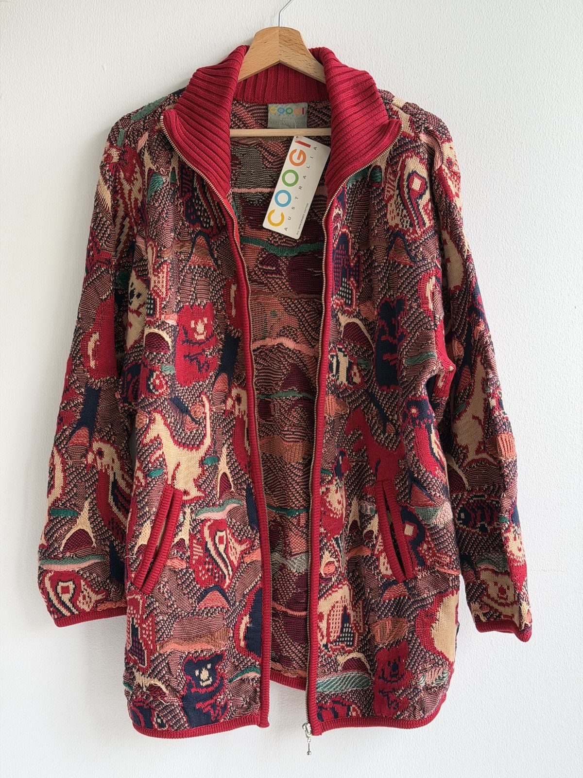 Coogi Vintage 90s Coogi Australia Tapestry Knit Cardigan Cotton Size 40L - 1 Thumbnail