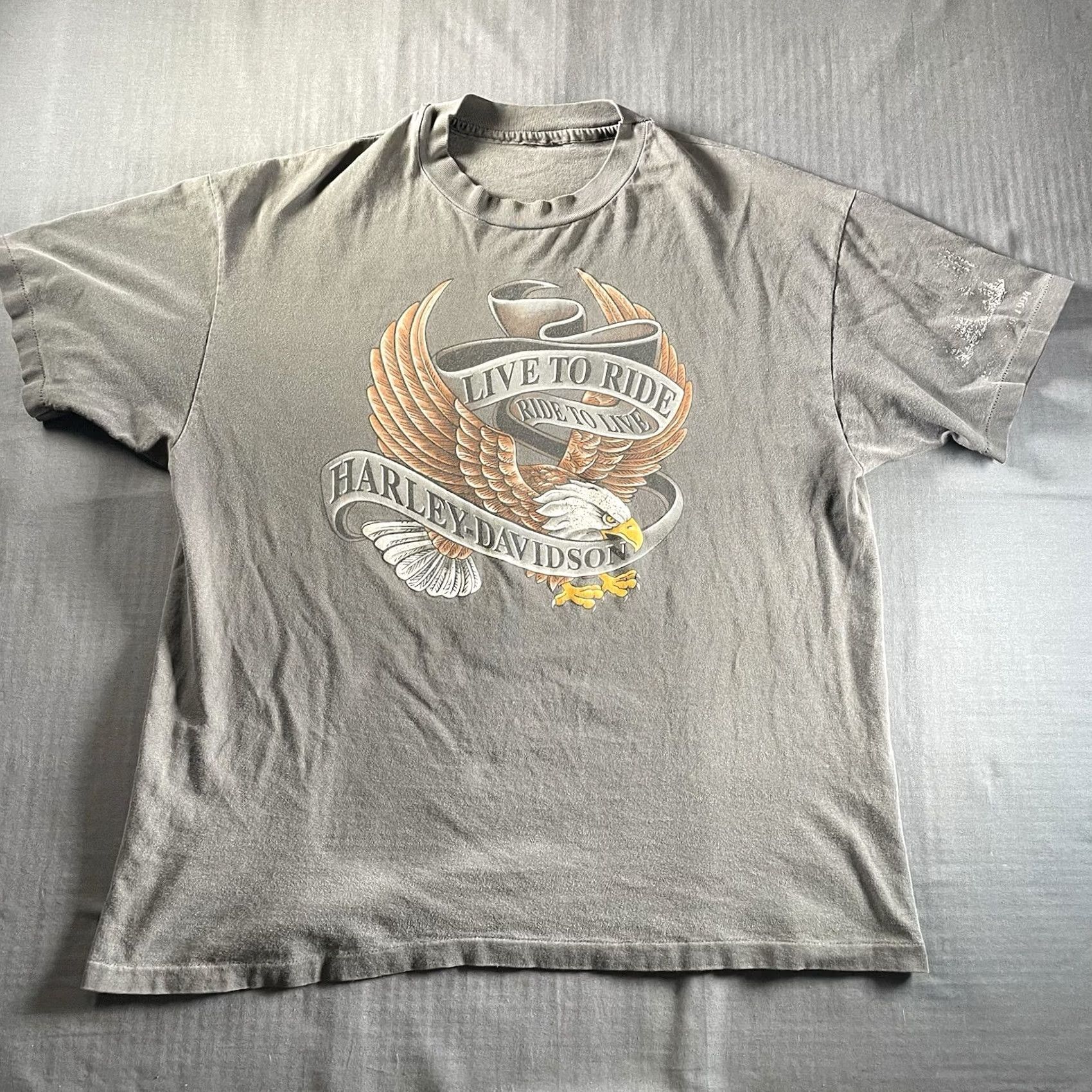 Harley Davidson VINTAGE Harley-Davidson Shirt Mens XL Live To Ride Ride To Live Eagle 1994 Logo Gray Size US XL / EU 56 / 4 - 5 Thumbnail