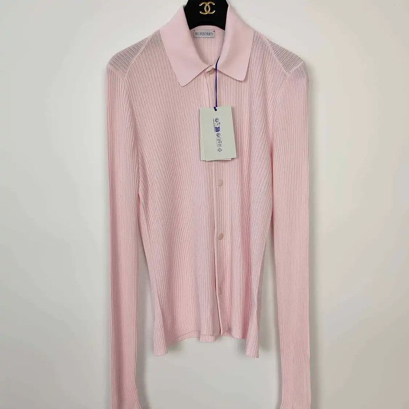 Burberry Burberry Pink Ribbed Knit Cardigan for Women Size M / US 6-8 / IT 42-44 - 1 Thumbnail