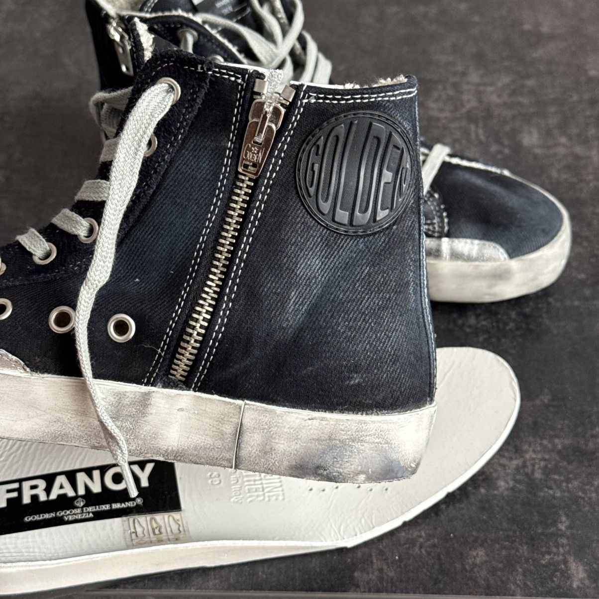 Golden Goose Golden Goose Francy Distressed Navy Denim High-Top Sneakers Size US 9 / IT 39 - 18 Thumbnail