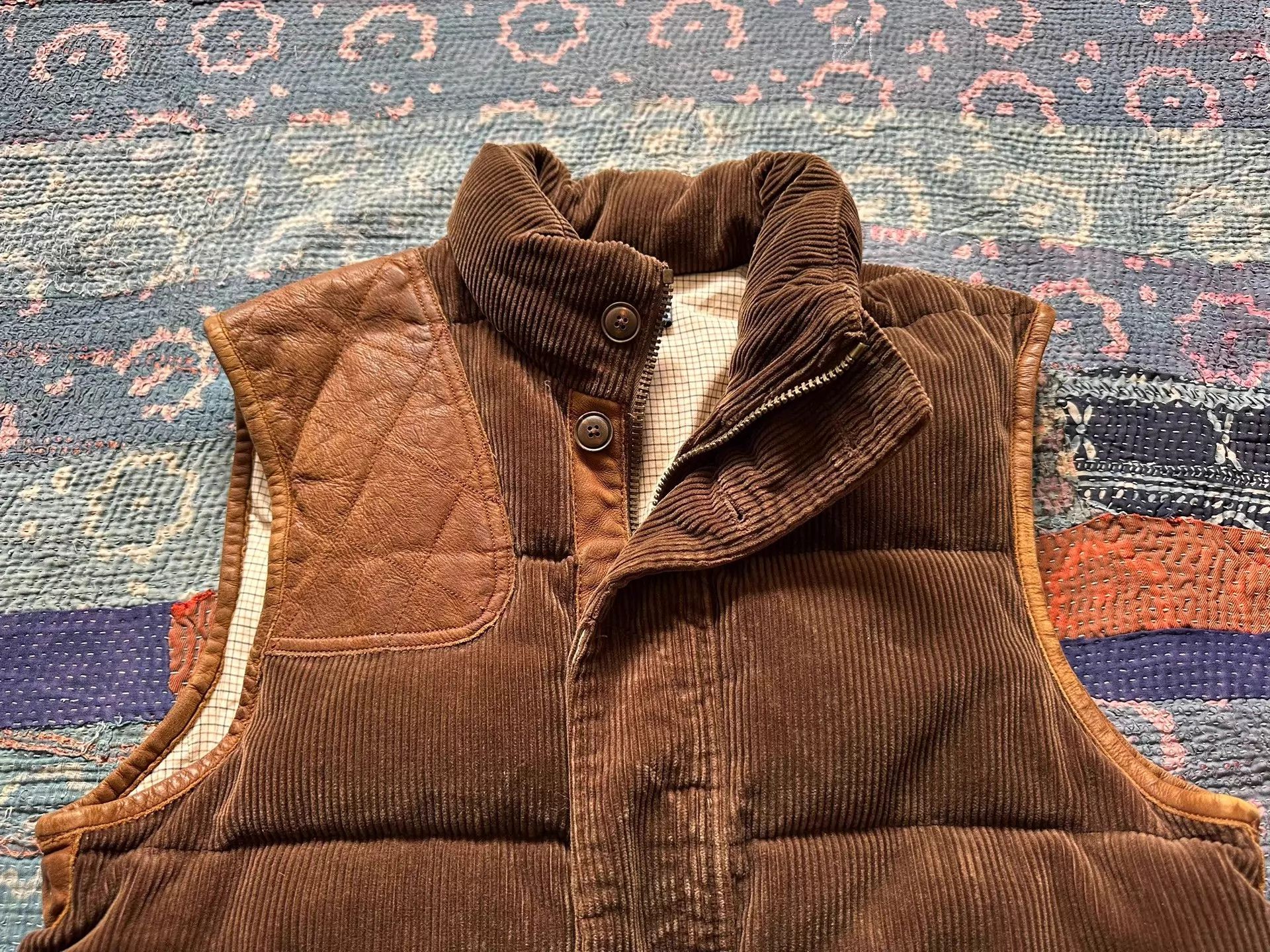 RRL Ralph Lauren RRL Corduroy Leather Panel Down Vest Vintage M Size US M / EU 48-50 / 2 - 5 Thumbnail