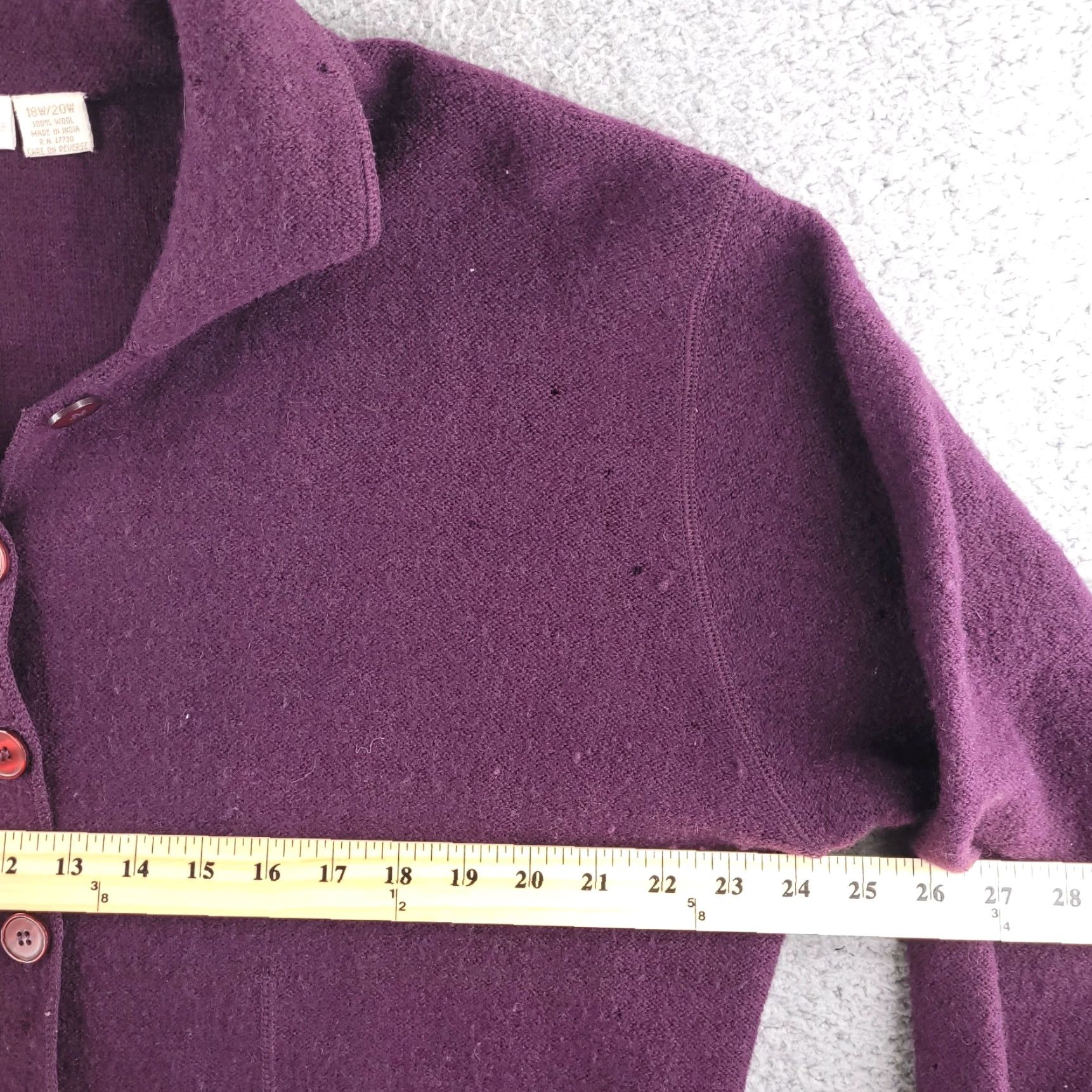 Cherokee Cherokee Womens Wool Cardigan Plus Size 18-20W Purple Button Sweater Size XXL / US 16-18 / IT 52-54 - 5 Thumbnail