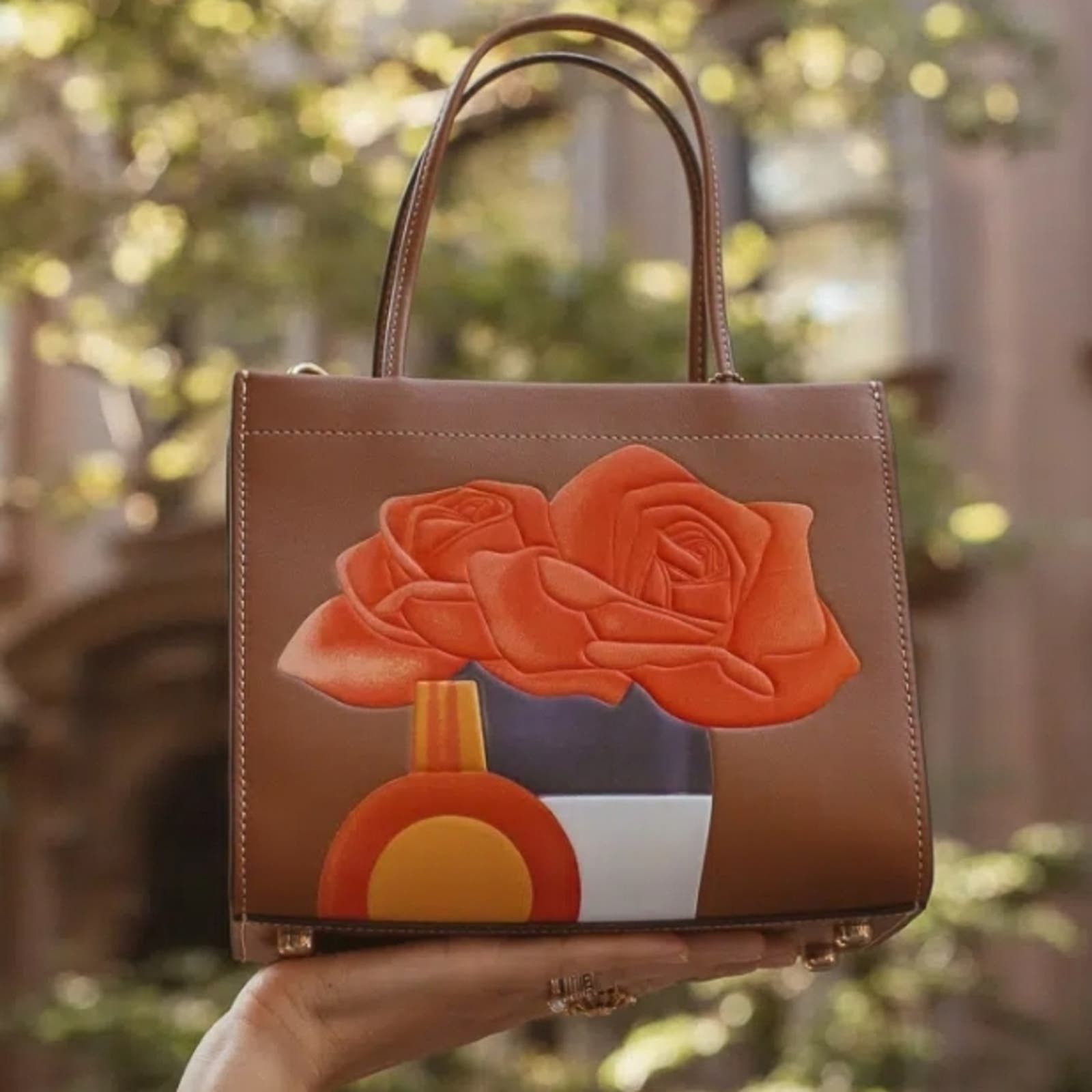 image of New Coach X Tom Wesselmann Cashin Carry Tote 22 Bag in Brown, Women's