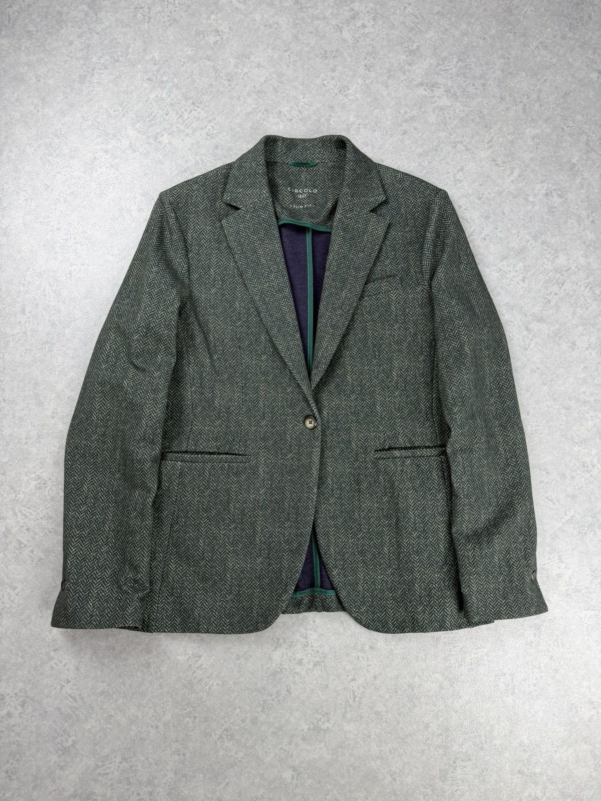 Circolo 1901 Circolo 1901 Womens Jersey Blazer Green Herringbone Size 46 Size L / US 10 / IT 46 - 1 Thumbnail
