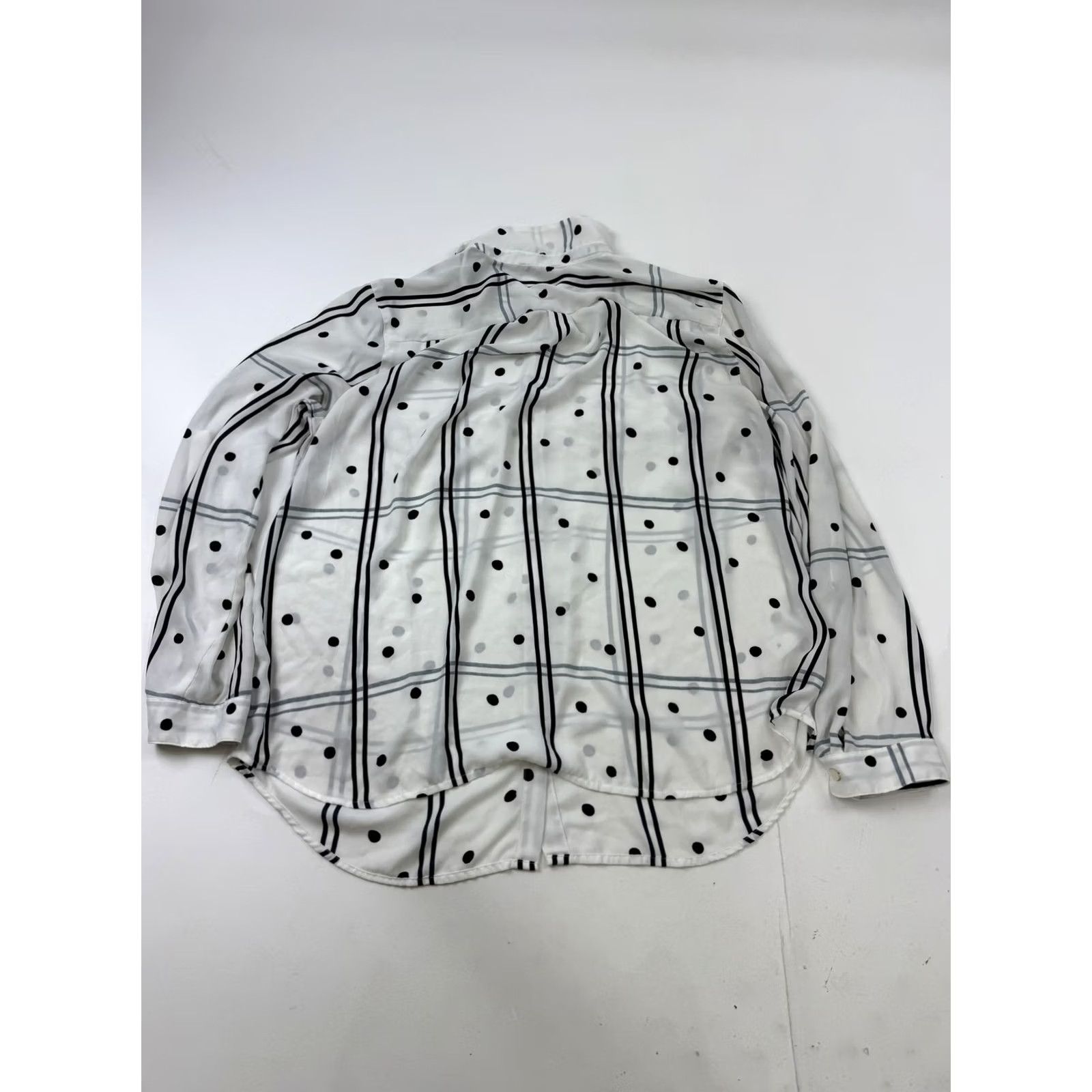 Loft LOFT Shirt Womens XL White Dot Stripe Button Front Long Sleeve Collared Top Size XL / US 12-14 / IT 48-50 - 6 Thumbnail