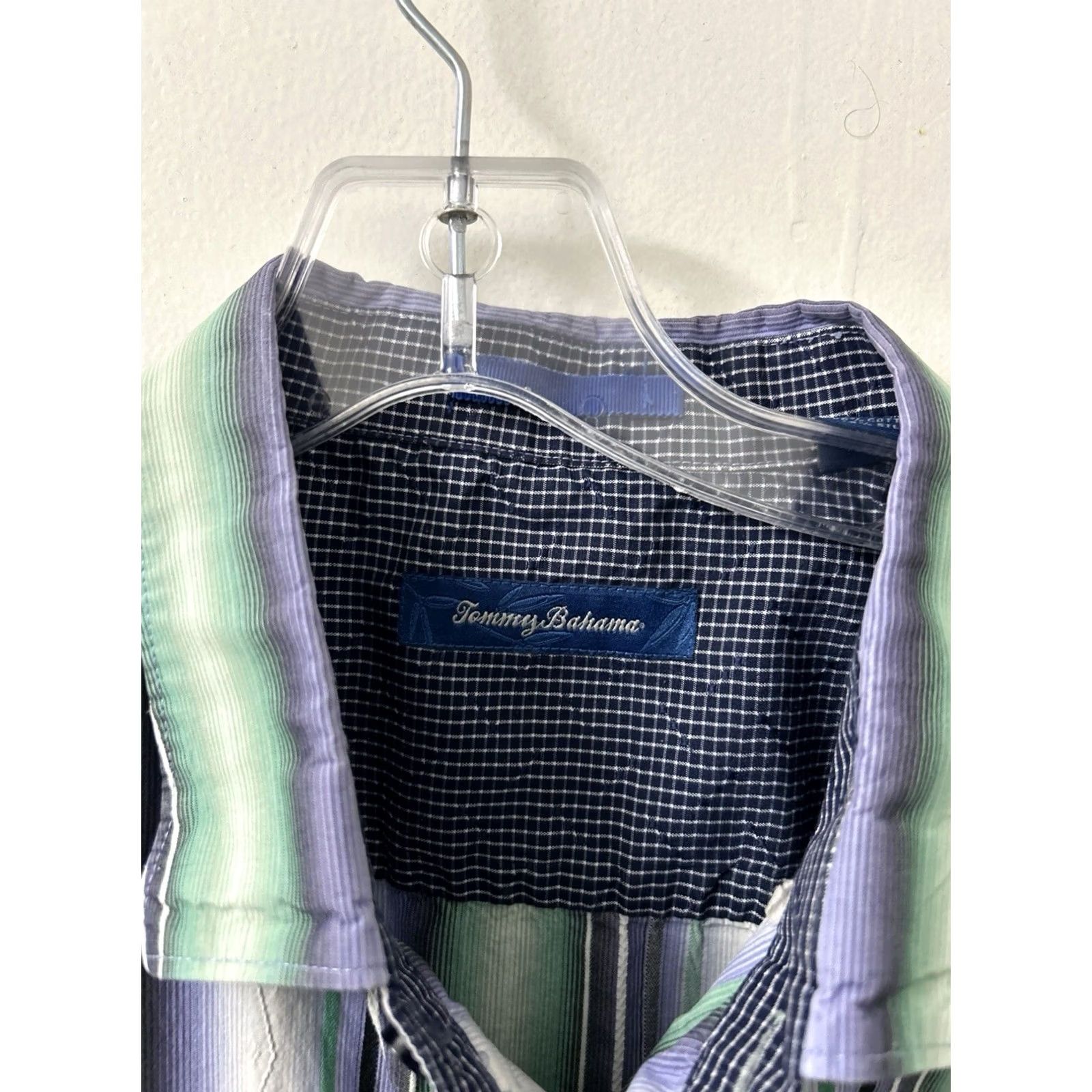 Tommy Bahama Tommy Bahama Shirt Mens XL Green Blue Striped Silk Blend Button Down L/S Size US XL / EU 56 / 4 - 7 Thumbnail