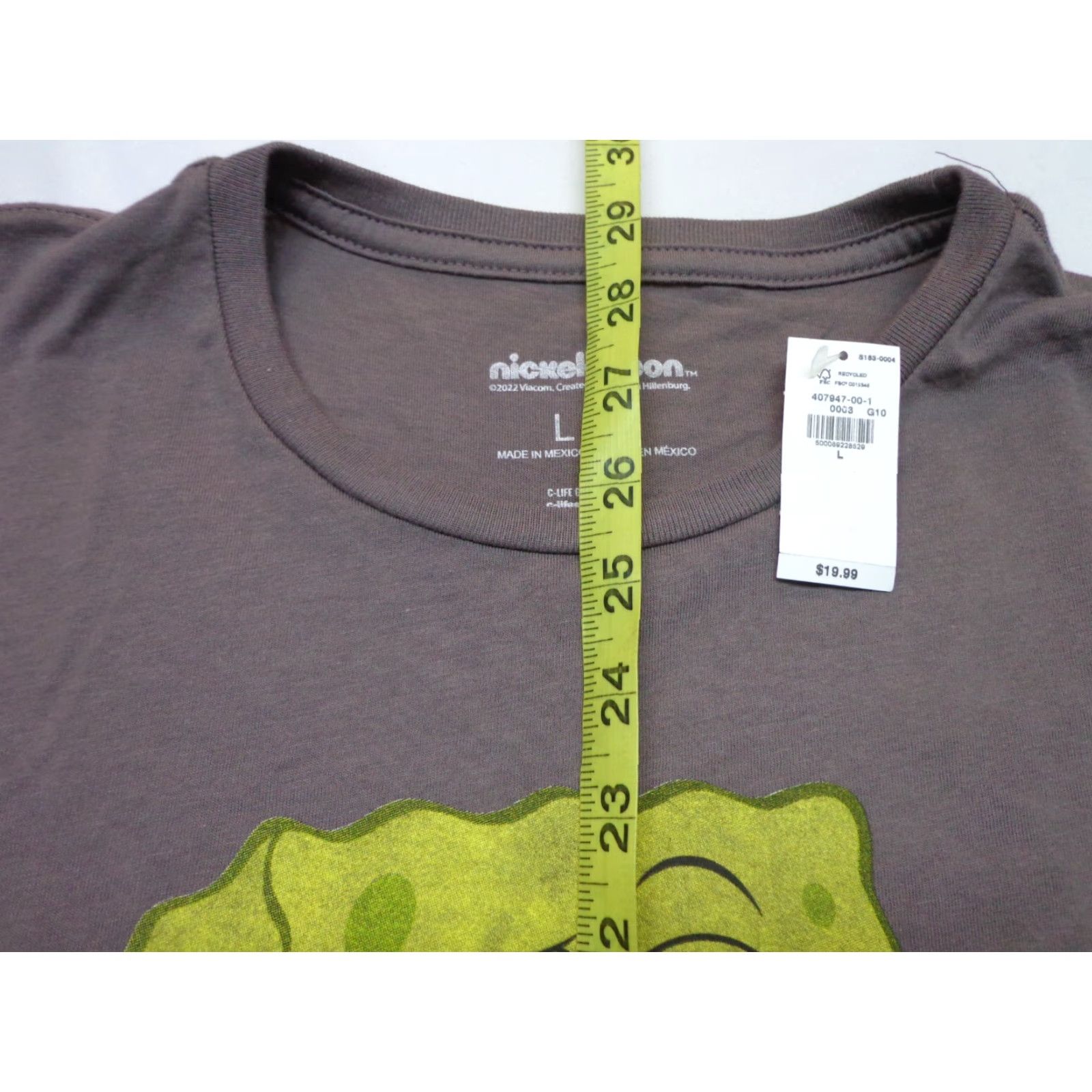 Nickelodeon SpongeBob SQUAREPANTS Nickelodeon T-Shirt Unisex Adults L Gray Crew Neck Short Sleeve Graphic Print Size US L / EU 52-54 / 3 - 6 Thumbnail