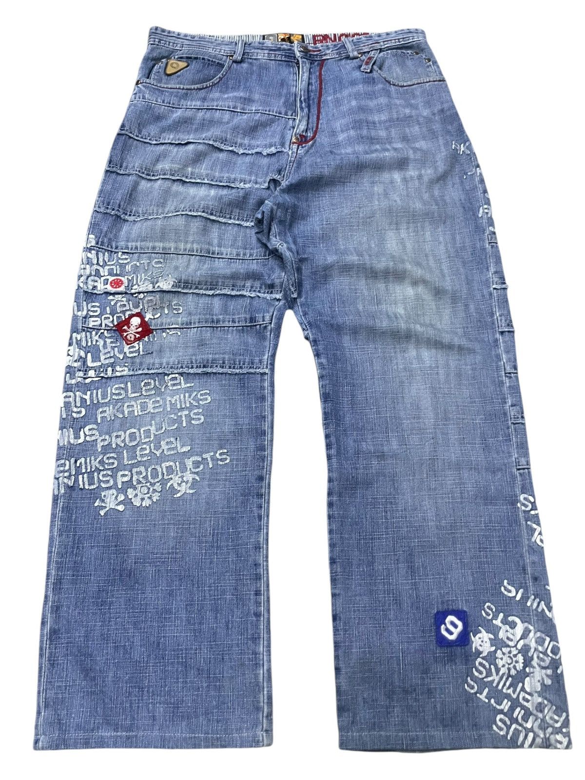 Akademiks × JNCO × Southpole Vintage Akademiks layered Paneled Poems Baggy Loose Jeans Size US 34 / EU 50 - 2 Thumbnail