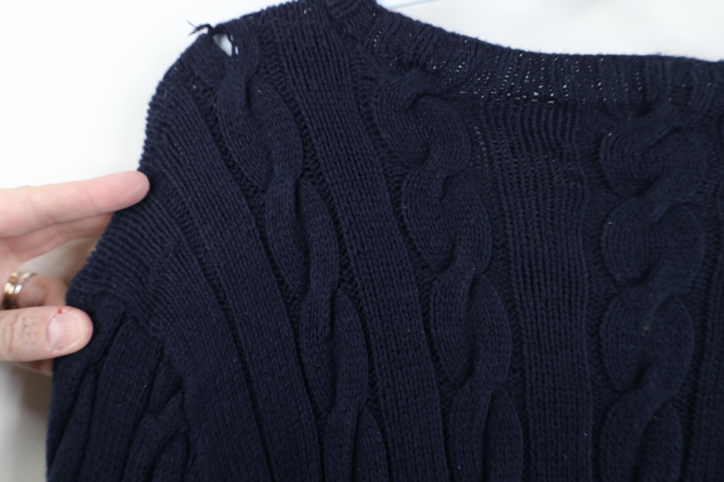 Polo Ralph Lauren Vintage 90s Ralph Lauren Chunky Cable Knit Sweater Blue Size XL / US 12-14 / IT 48-50 - 9 Thumbnail