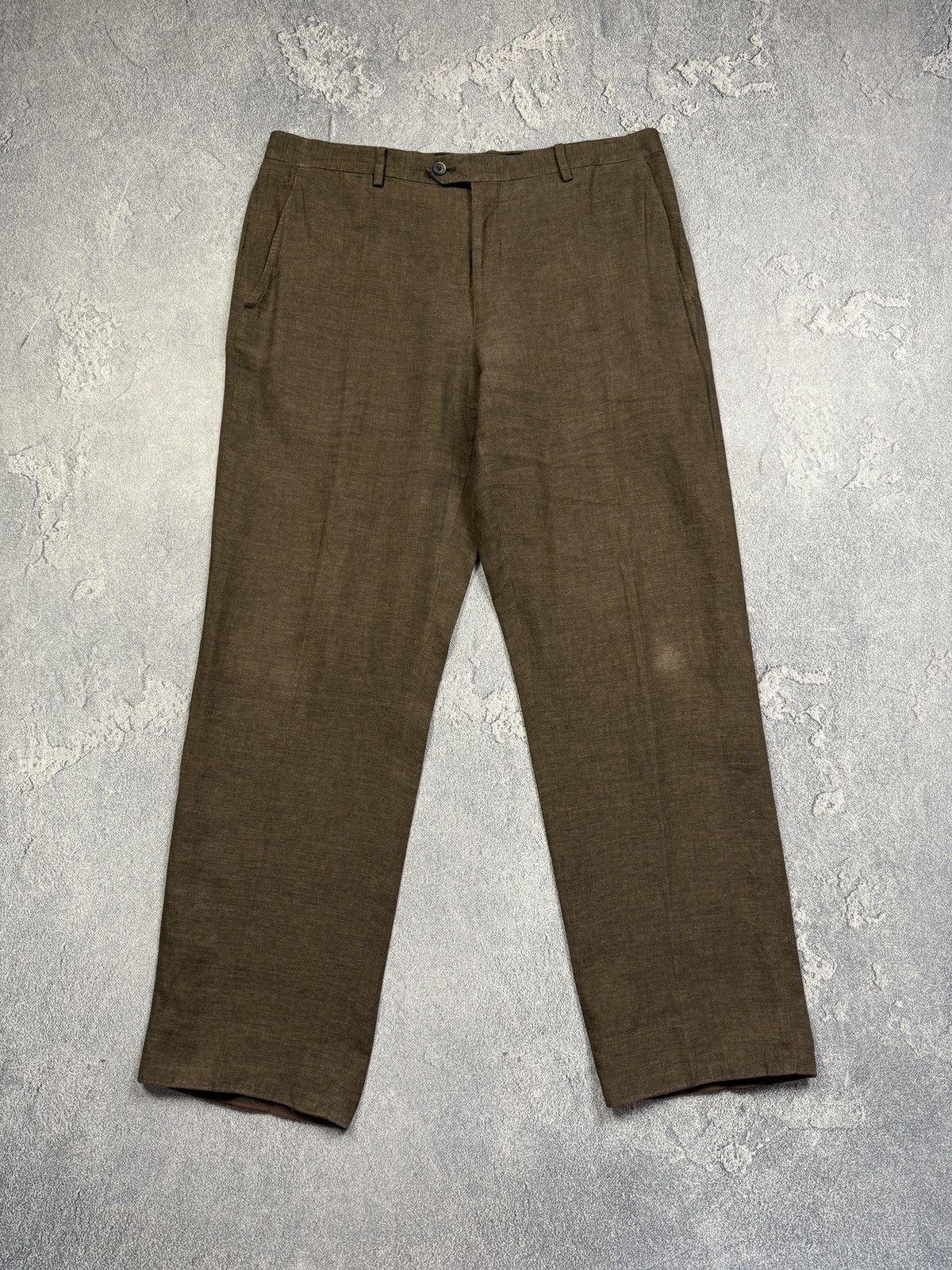 Lardini Size 54 Regular Brown Linen Double Breasted Luxury Suit Size 54R - 13 Thumbnail