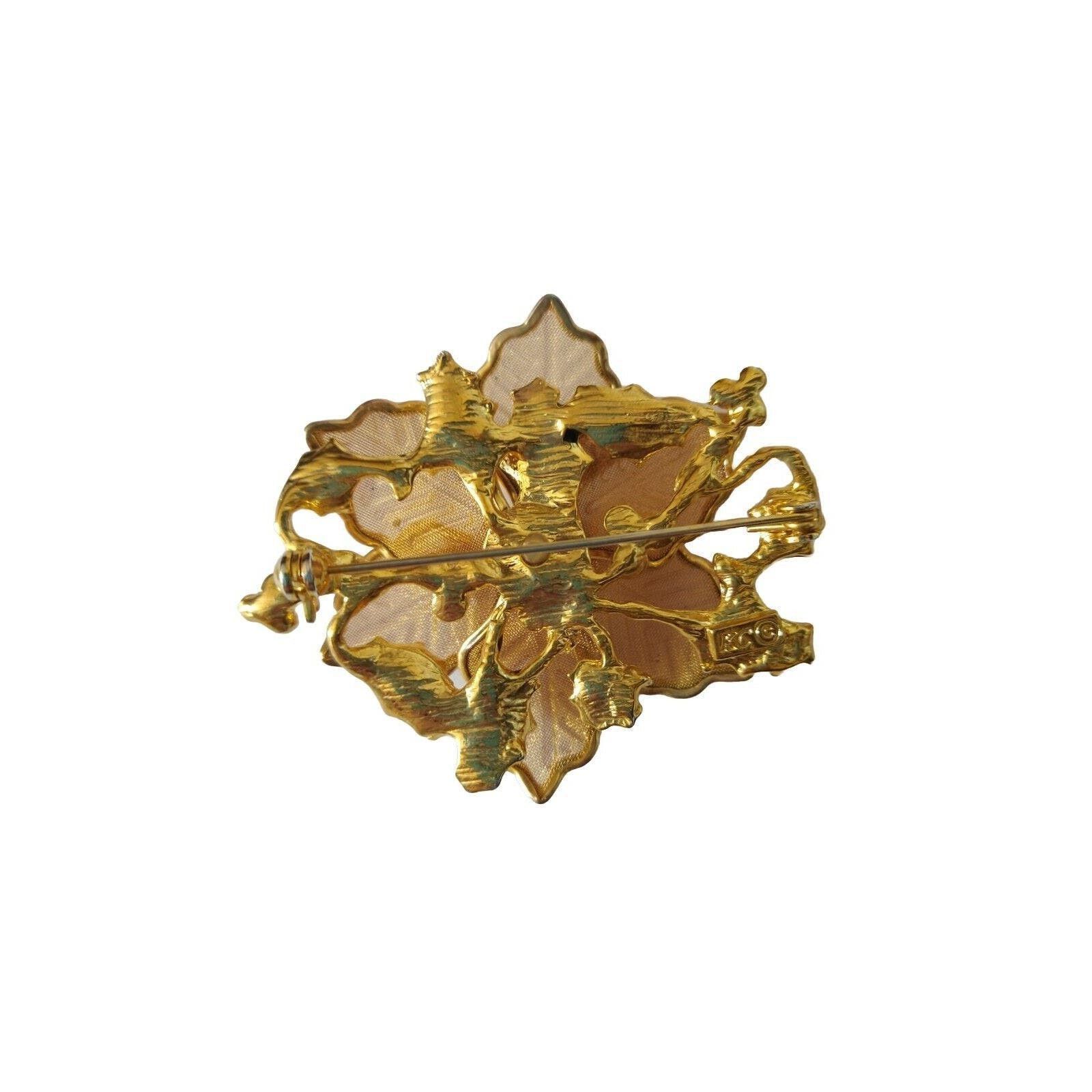 The Unbranded Brand KC Women's Flower Brooch Pin Gold Tone Enamel Designer Size ONE SIZE - 3 Thumbnail