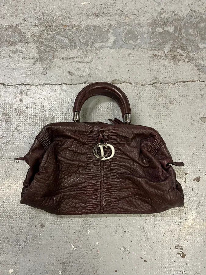 Dior 2000s Christian Dior Bordeaux Grained Red Leather Bag Size ONE SIZE - 2 Thumbnail