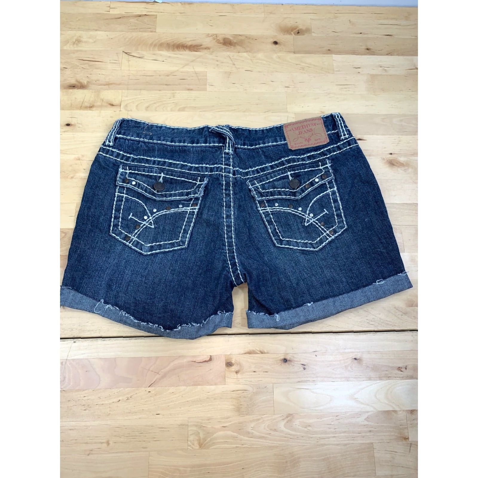 Vintage Amethyst Low Rise Cut Off Jean Shorts Juniors Size 9 Distressed #2527 Size 24" / US 00 / IT 34 - 2 Thumbnail