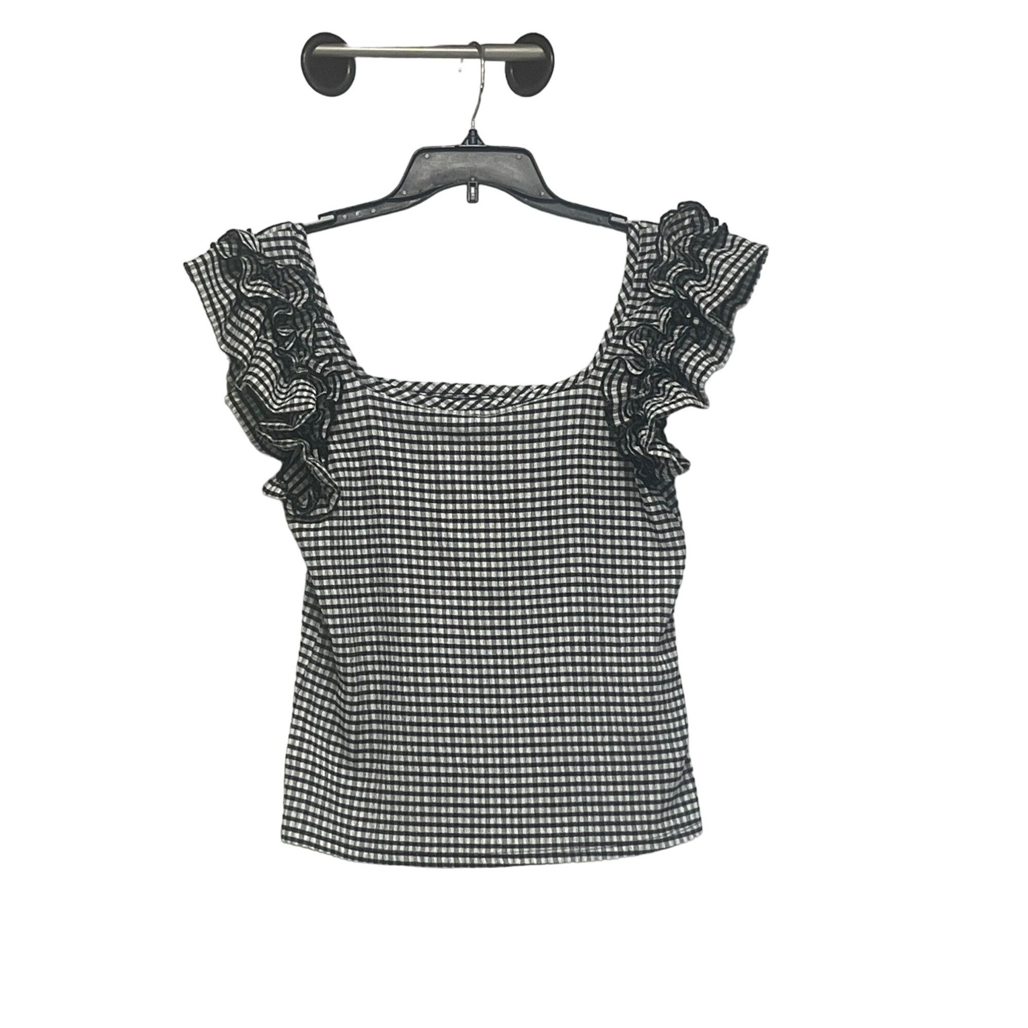 Other Circus NY Anisa Ruffle Shoulder Square Neck Top Black White Size L / US 10 / IT 46 - 10 Thumbnail