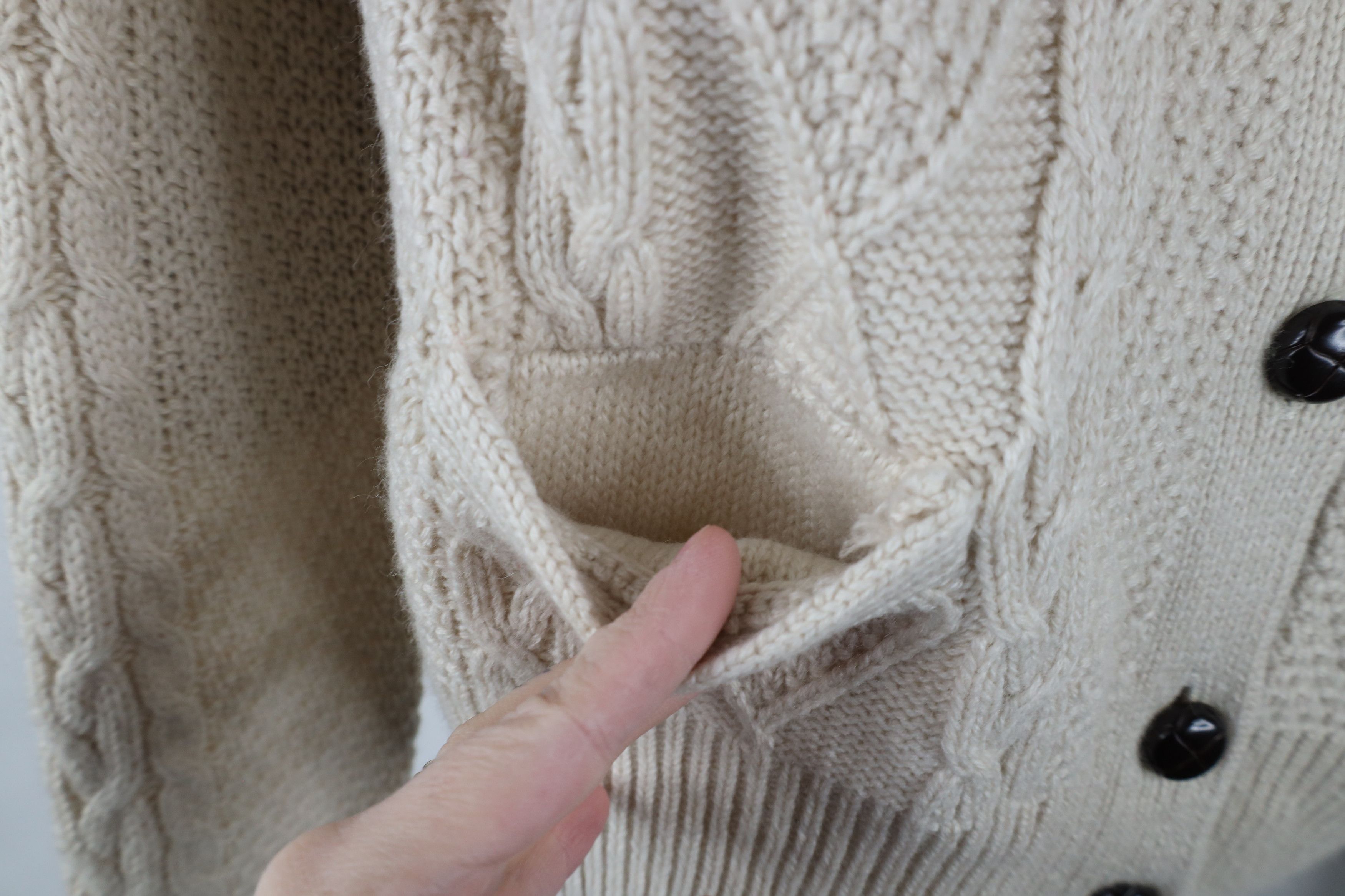 Vintage NOS Vintage Fisherman Knit Elbow Patch Cardigan Sweater Size M / US 6-8 / IT 42-44 - 7 Thumbnail