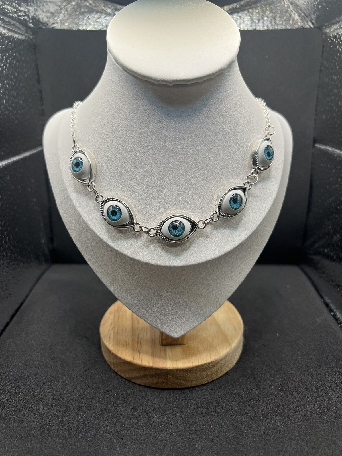 Handmade Evil eyes statement chain necklace Size ONE SIZE - 1 Thumbnail