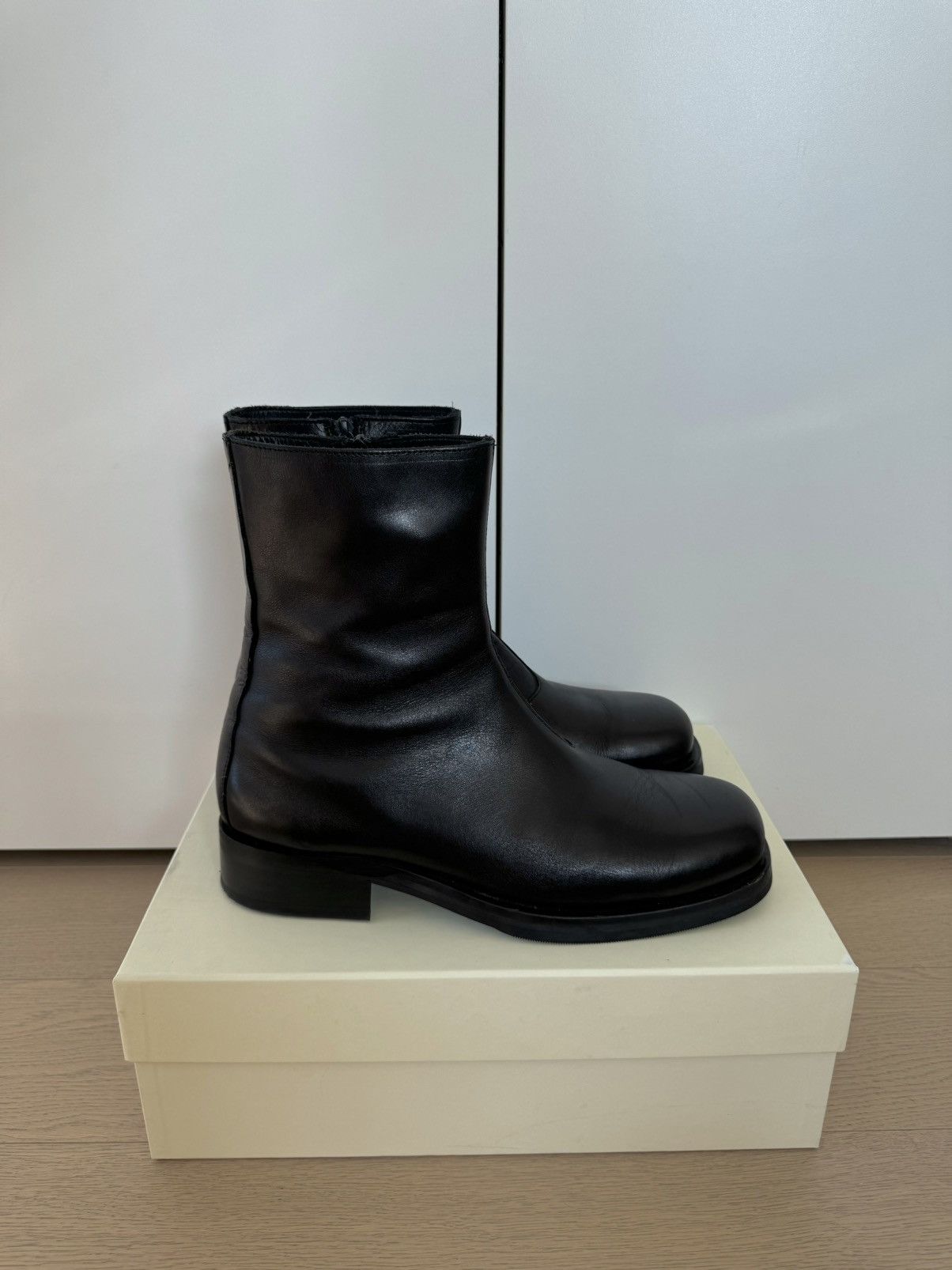 Our Legacy Black Square Toe Camion Leather Boots 43 | Grailed