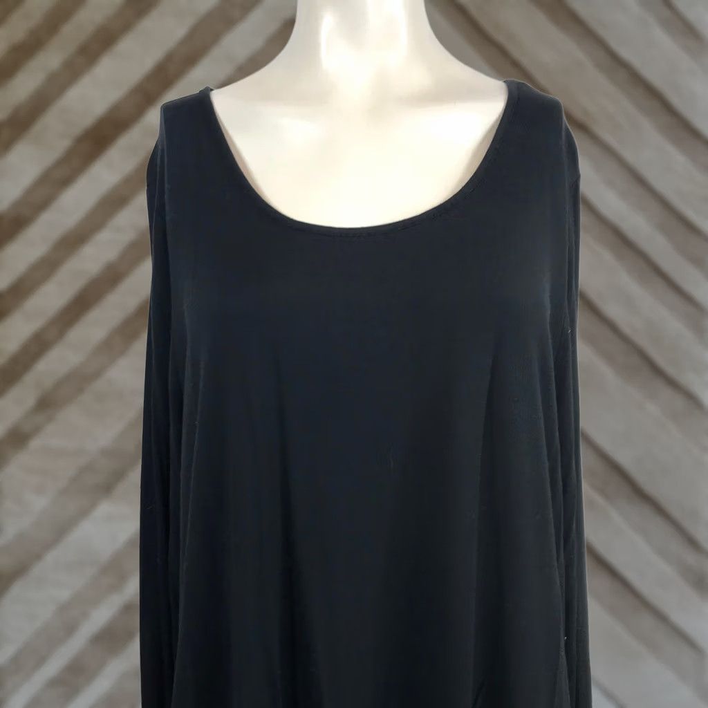 Vintage Soma Womens Black Long Sleeve Scoop Neck Relaxed Fit Rayon Blend Top L Size L / US 10 / IT 46 - 1 Thumbnail
