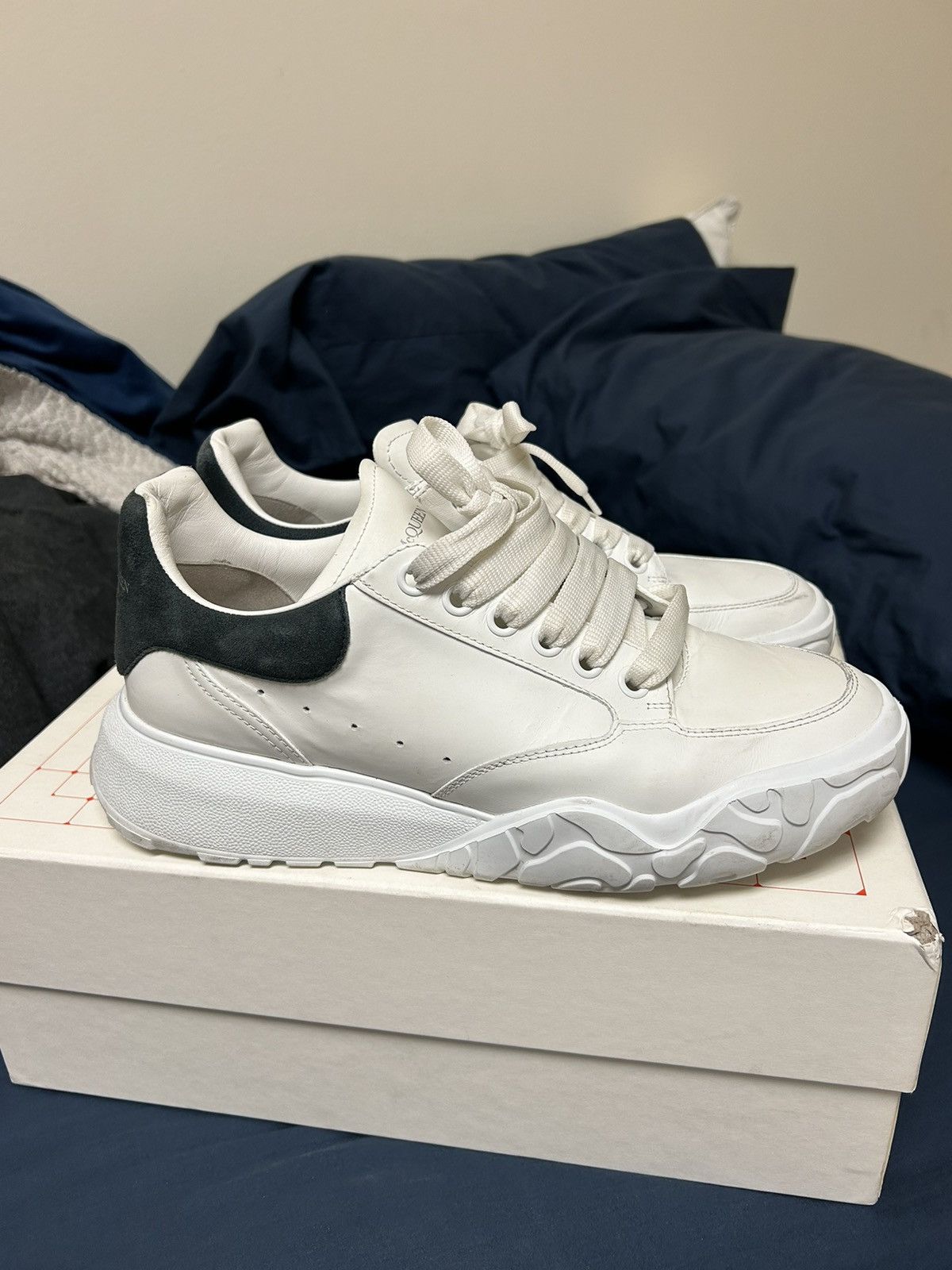 image of Alexander Mcqueen Court Trainer Shoes in White, Men's (Size 8.5)