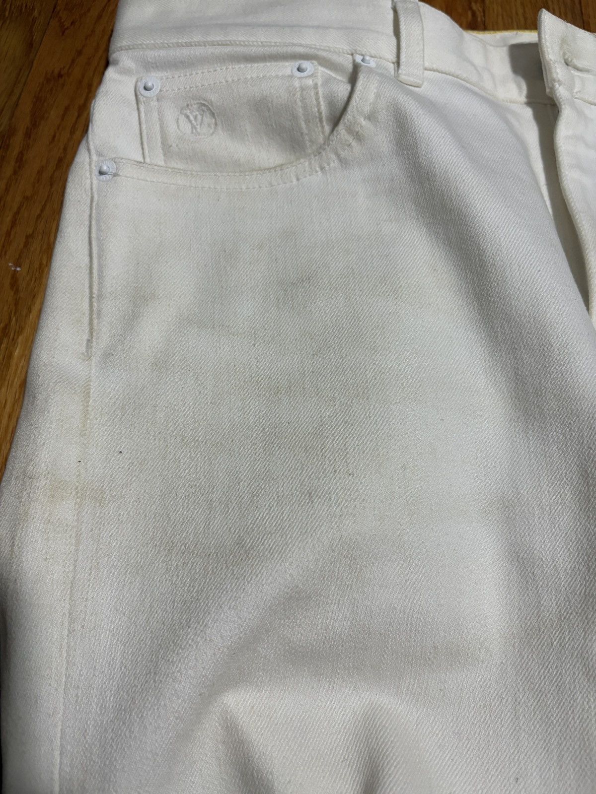 Louis Vuitton LV White Slim Fit Jeans by Virgil Abloh Size US 30 / EU 46 - 11 Thumbnail