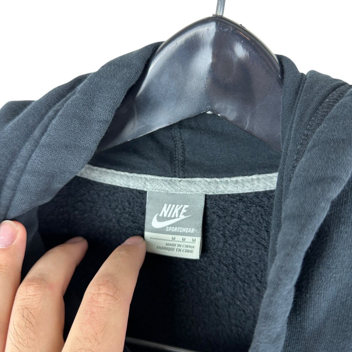 Nike × Vintage Vintage Y2K Nike Chenille Swoosh Patch Hoodie Size US M / EU 48-50 / 2 - 7 Thumbnail